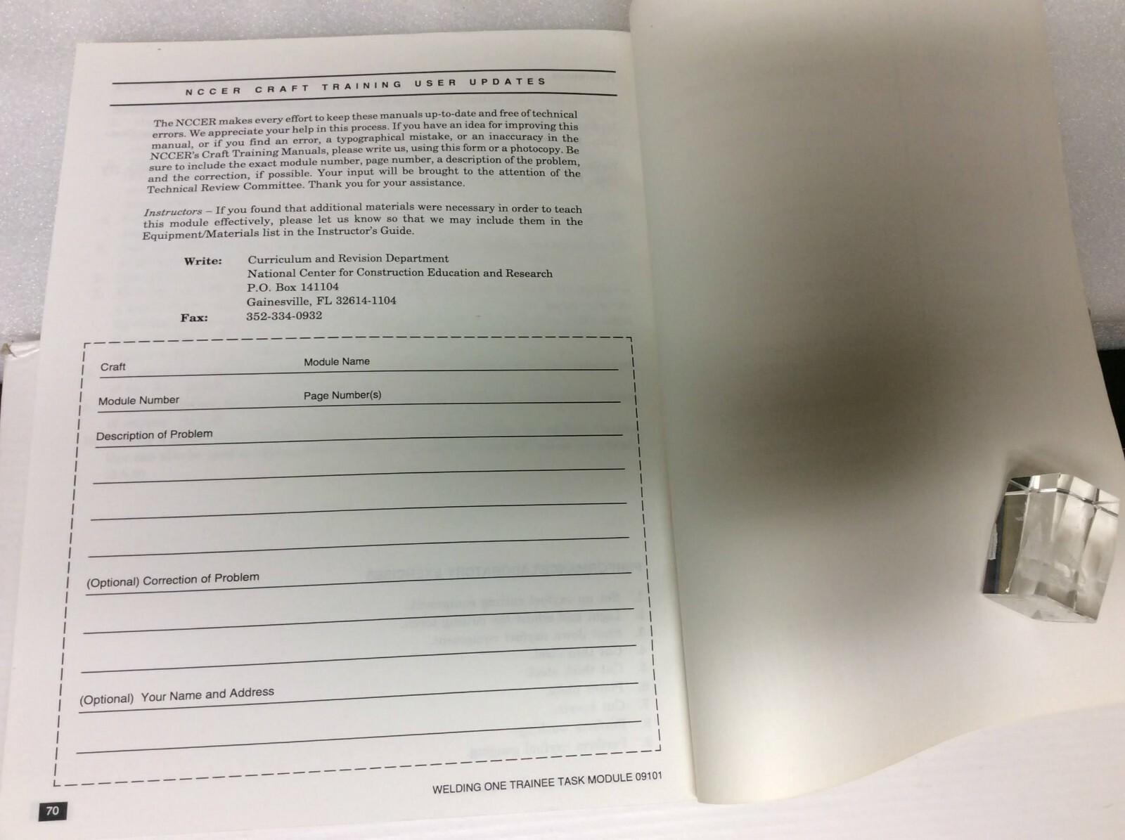 Millwright Level 1 Trainee Guide Binder, by NCCER – Wheels of Learning 1992 PB