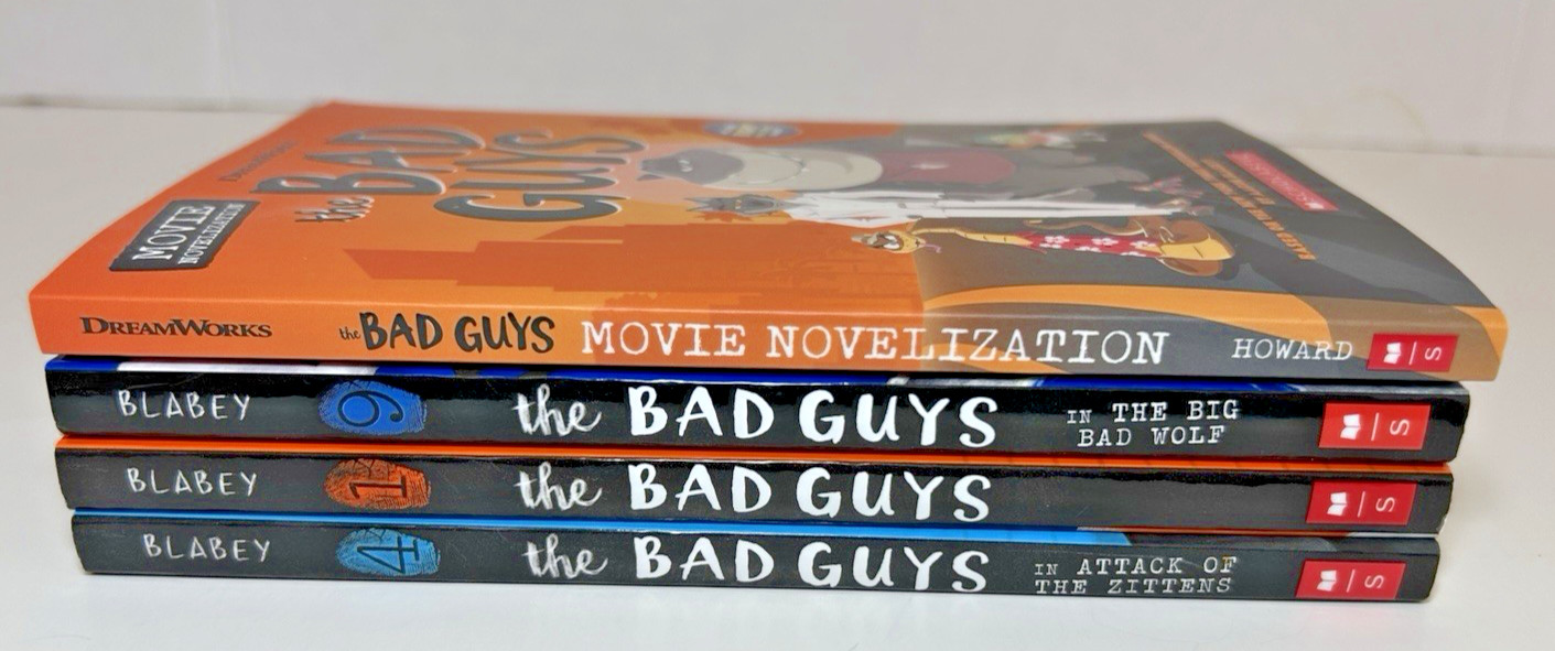 Mixed Lot of 4 The Bad Guys Books by Aaron Blabey Wolf Dream Works Movie