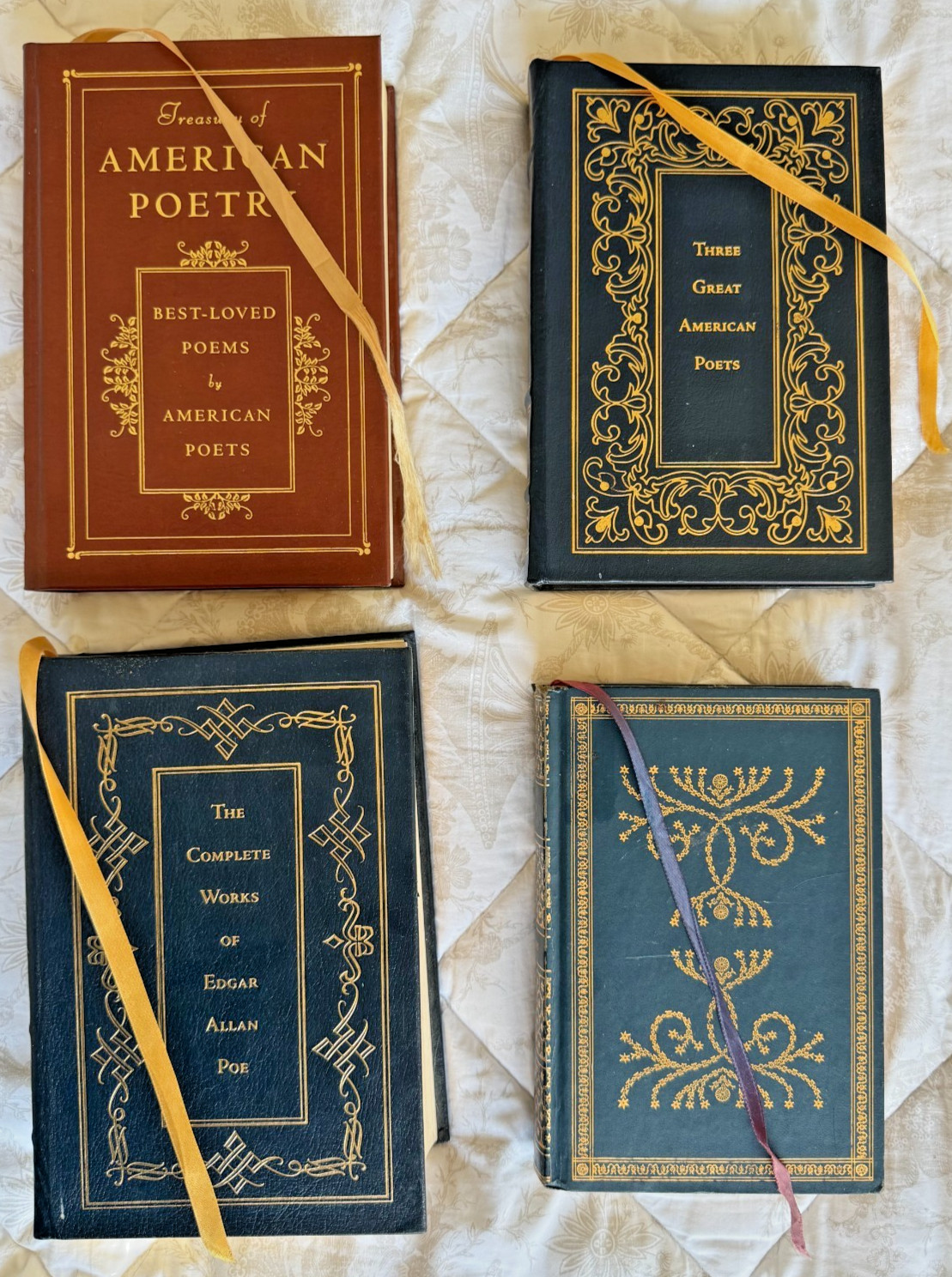 4 Leatherbound Classic Literature Book Lot Poe O Henry Whitman Dickinson Frost