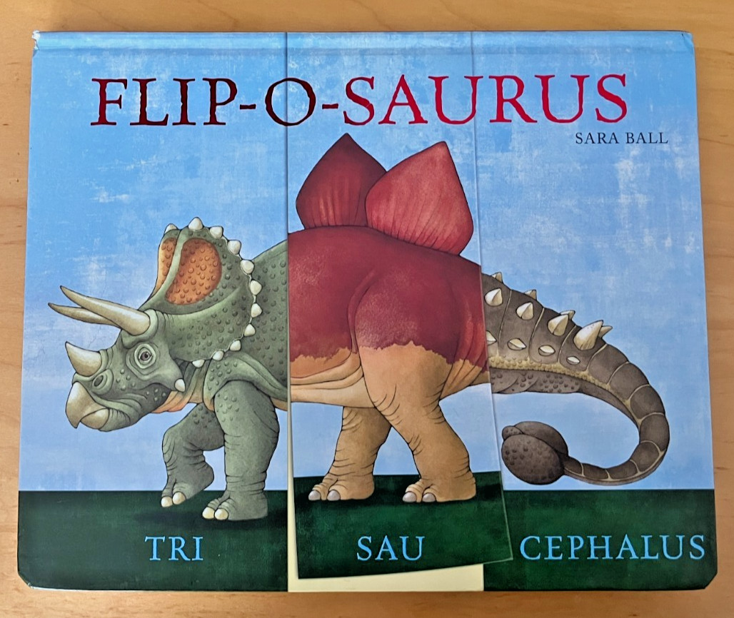Flip-O-Saurus Board Book By Sara Ball Dinosaur Educational Interactive EXCELLENT