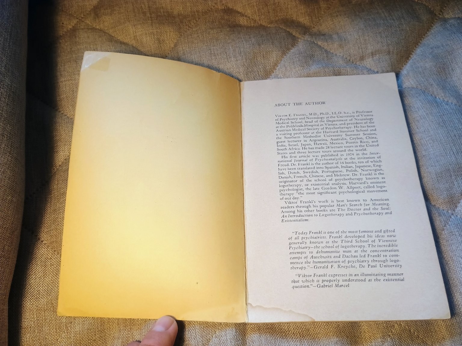 The Will to Meaning Viktor Frankl 1970 Plume Psychology Paperback