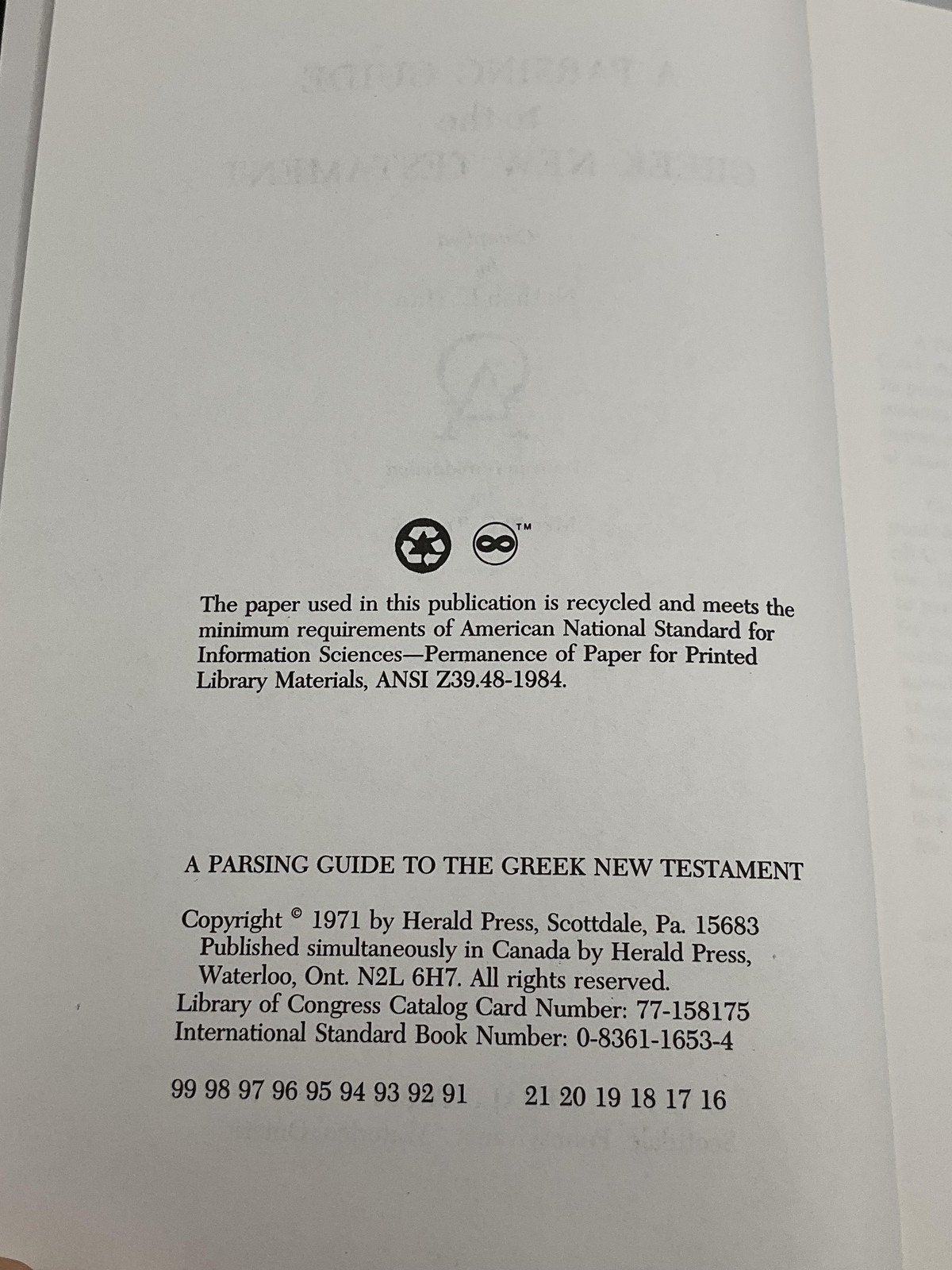 A Parsing Guide To The Greek New Testament Nathan E. Han Herald Press Hardcover
