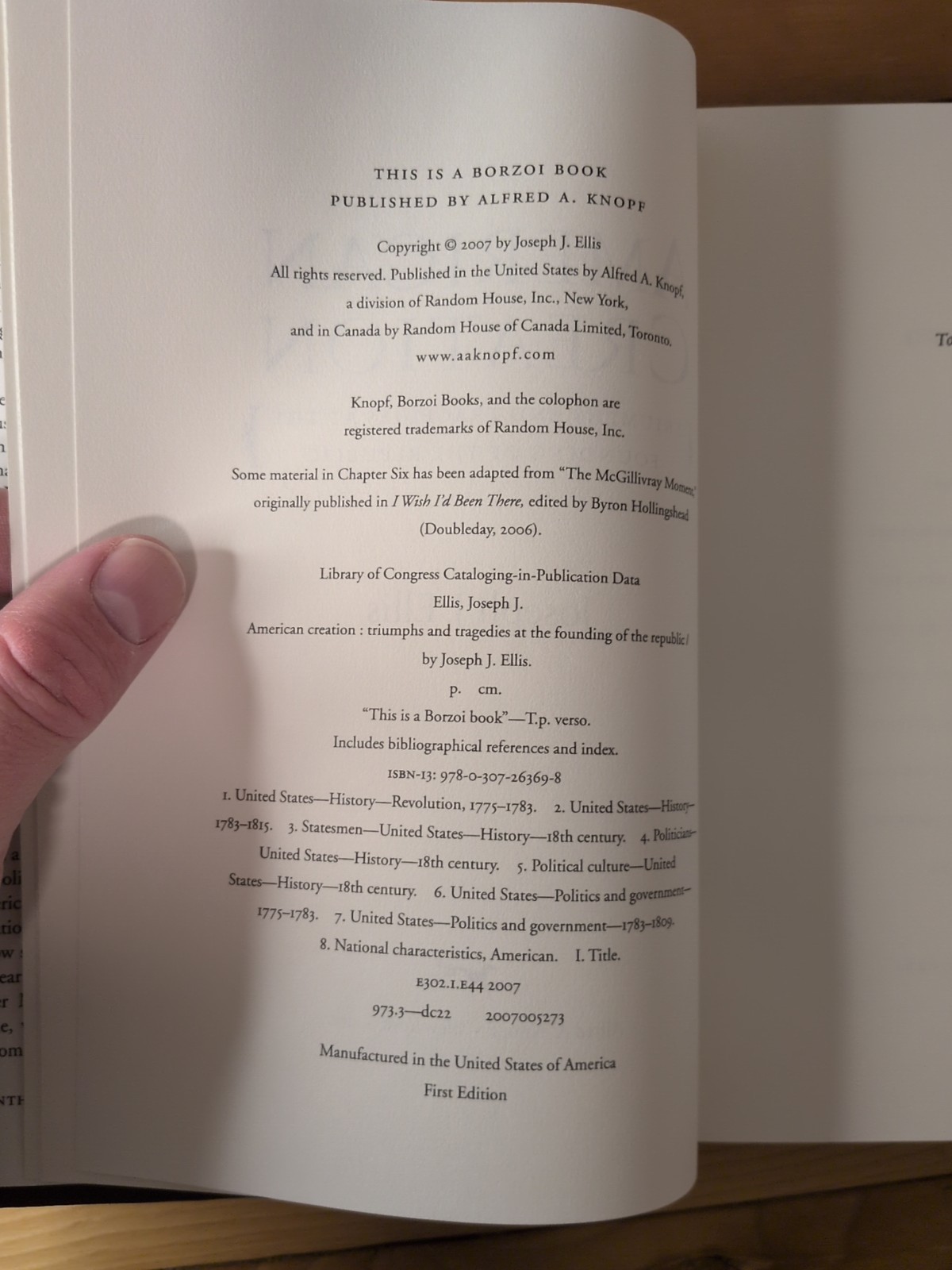 American Creation Joseph J. Ellis First Edition First Printing Hardcover DJ 2007