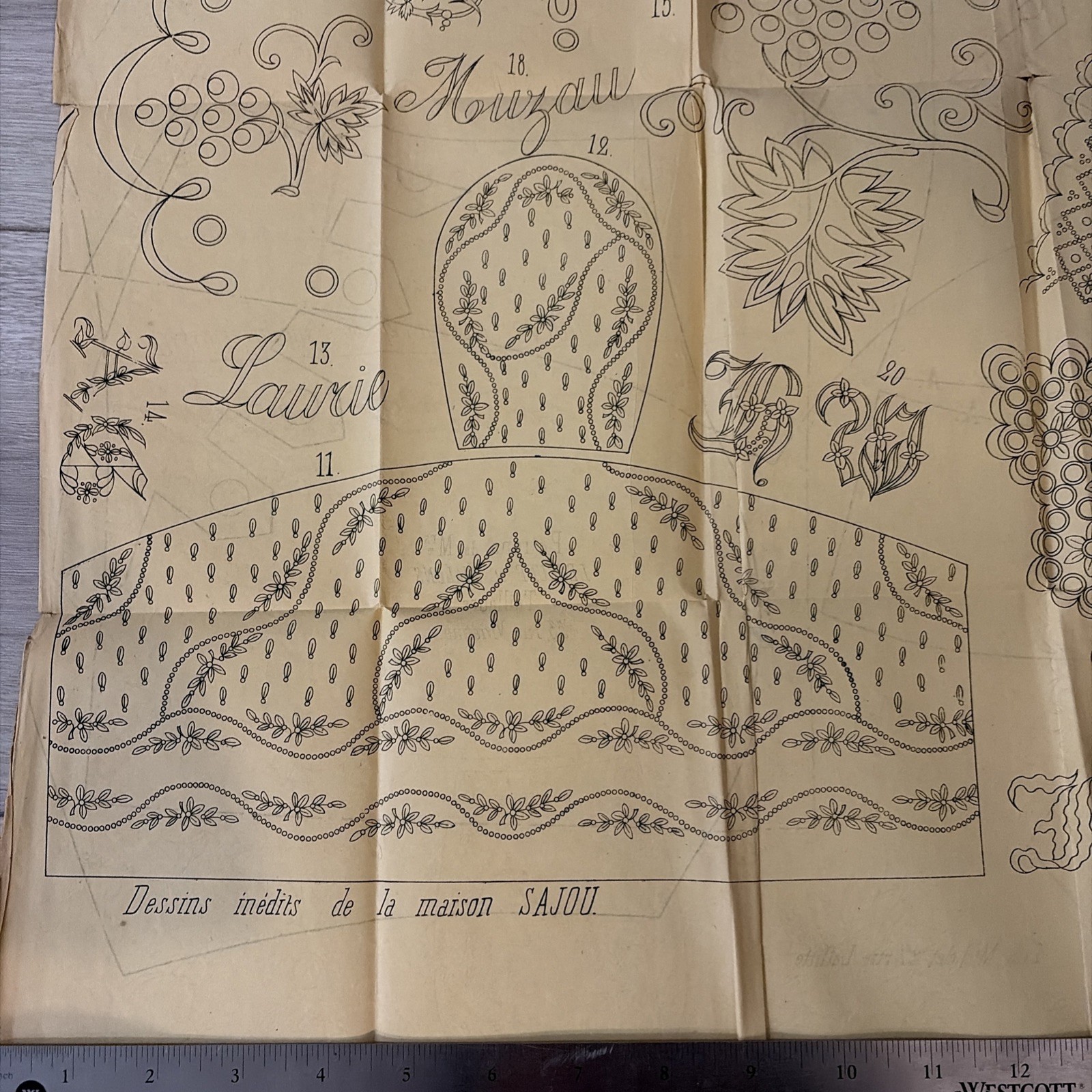Rare Antique French Embroidery Pattern Sheet – Cendrillon Journal (October 1858)