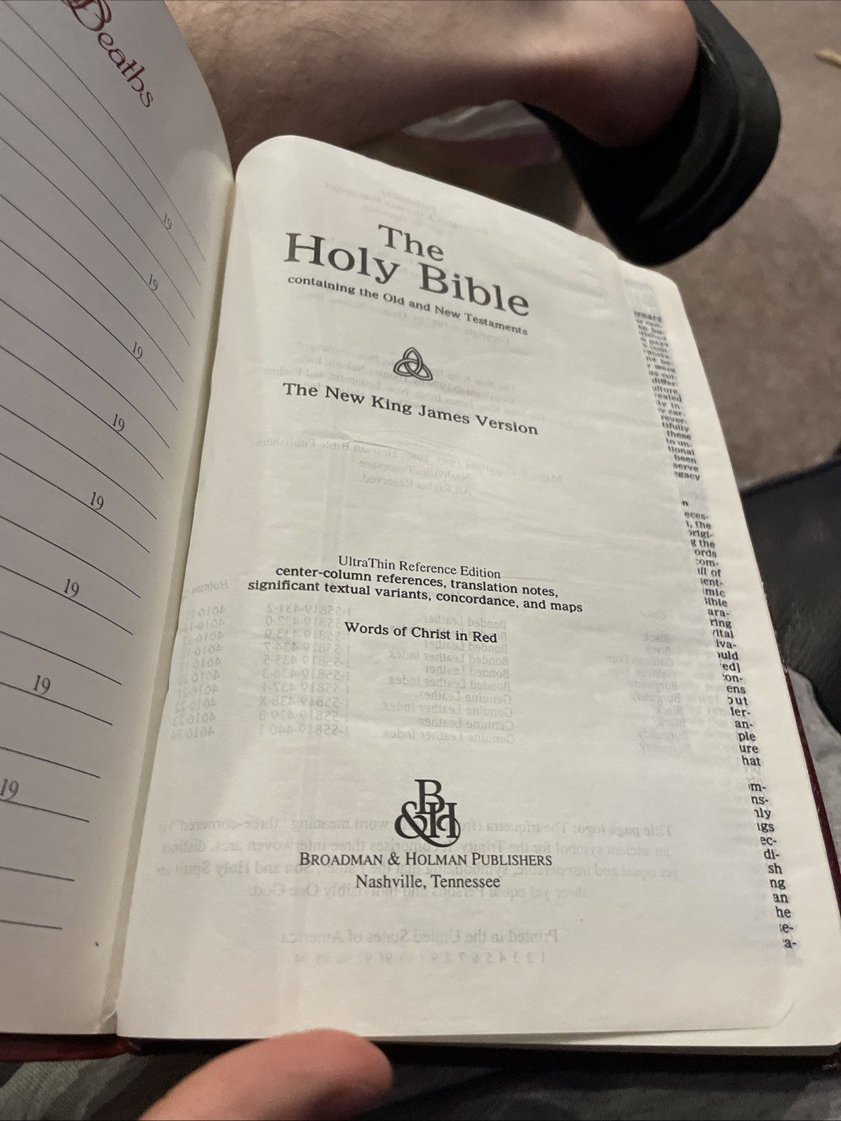 1994 NKJV ULTRATHIN REFERENCE BIBLE BURGUNDY BONDED LEATHER BROADMAN & HOLMAN