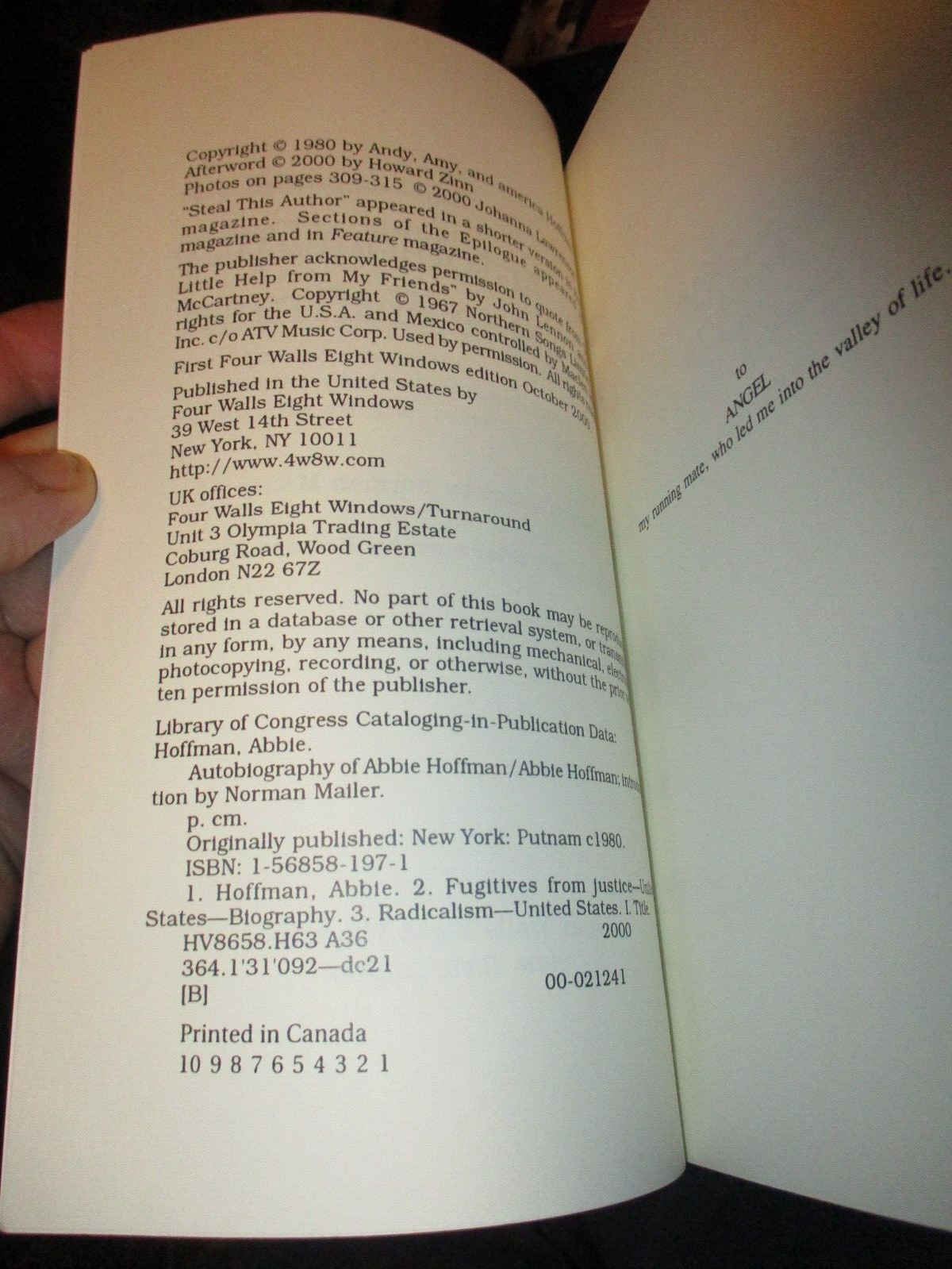 2000 The Autobiography Of ABBIE HOFFMAN Softcover Book 314 Pages Hippies