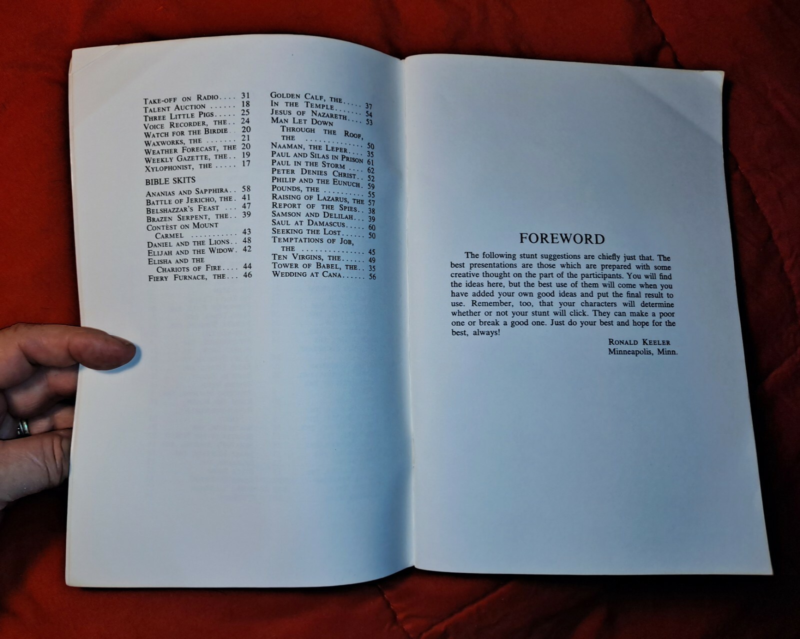 Stunts & Bible Skits by Ronald Keeler, 1961 (4th Printing), original $1.25 price