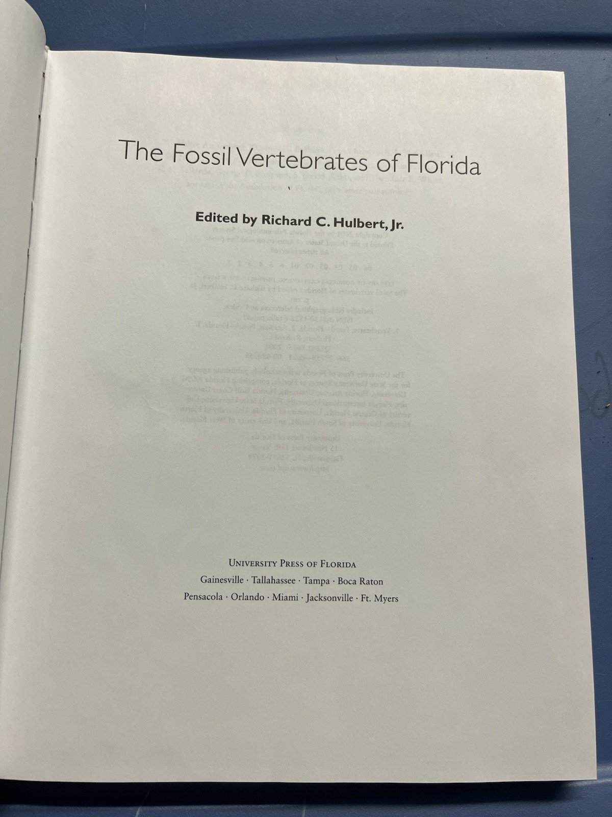 The Fossil Vertebrates Of Florida