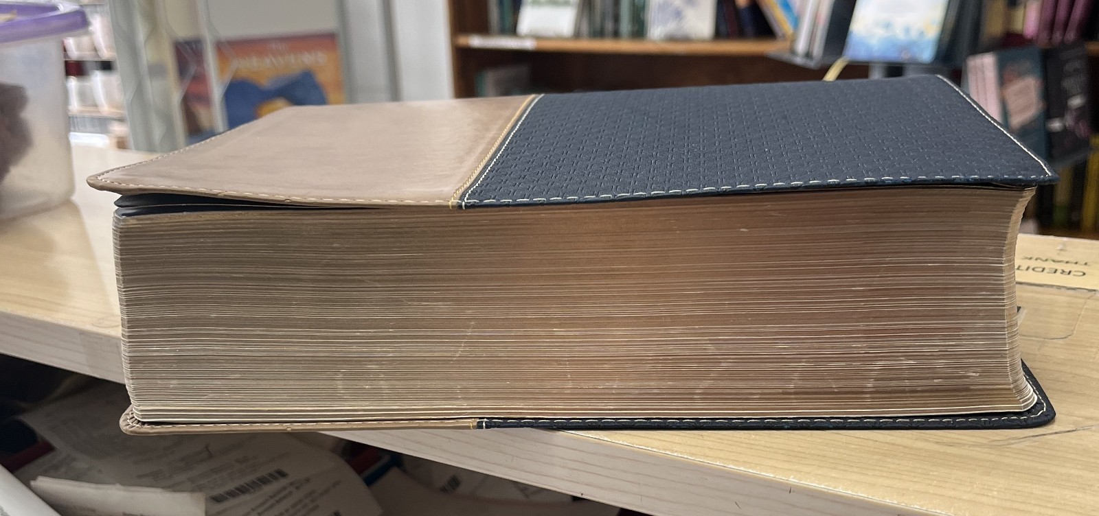 NIV Study Bible Fully Revised Edition Leathersoft Navy/Tan IMPRINTABLE!