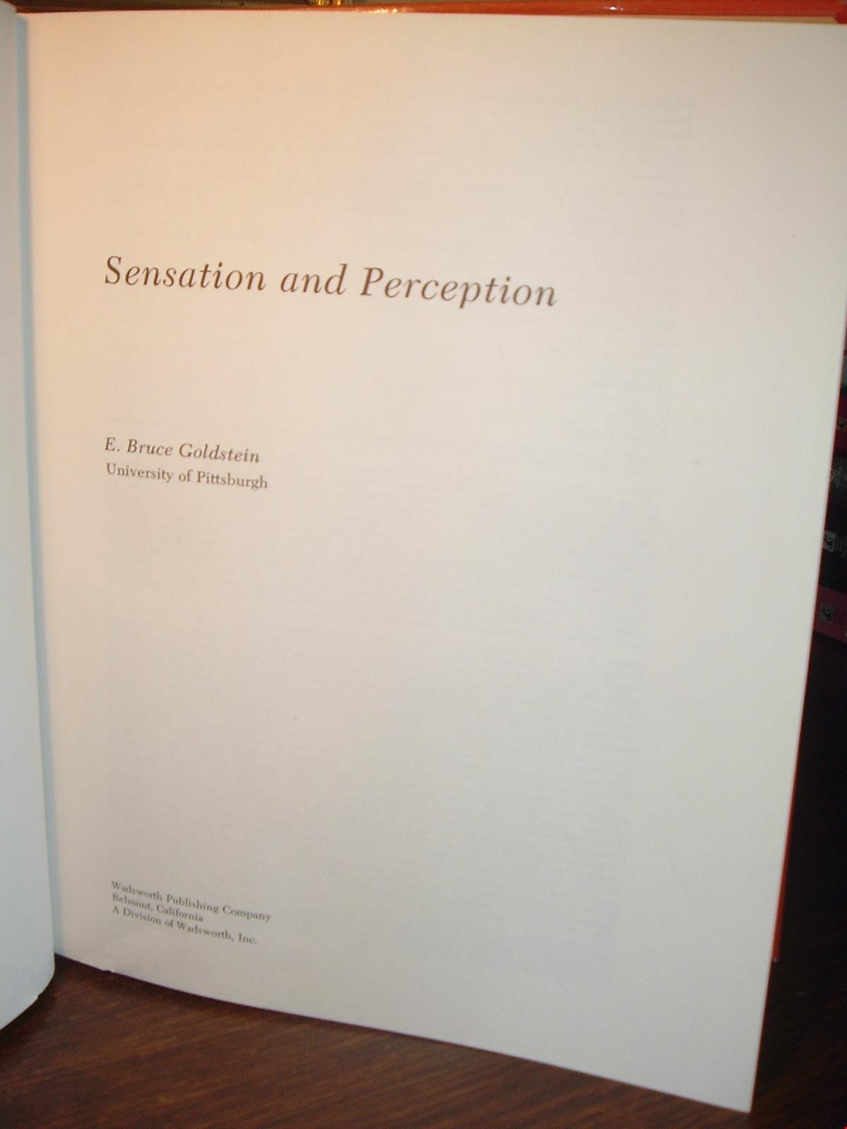 Sensation and Perception by E. Bruce Goldstein 1980 FIRST EDITION 1st printng HC