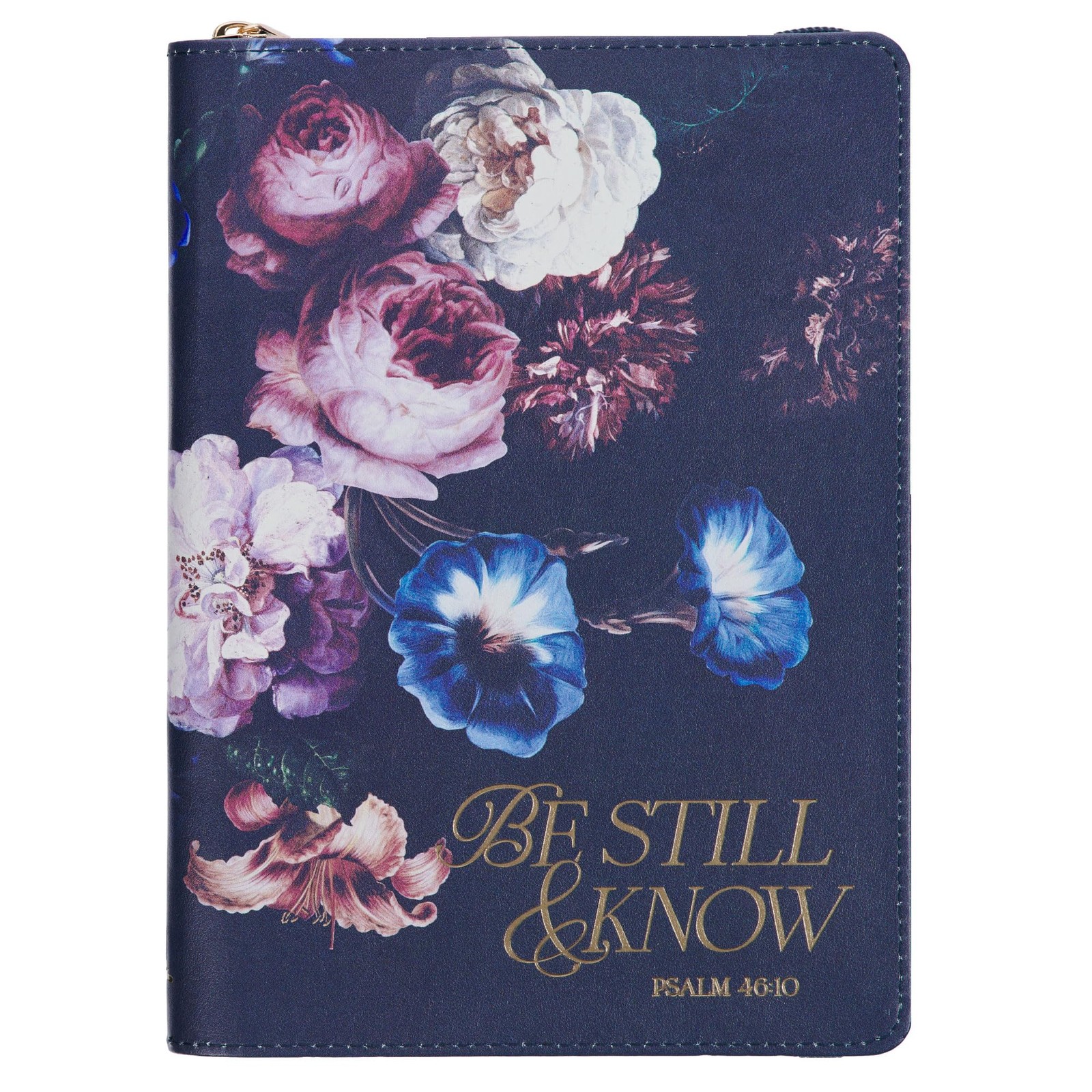 Navy Blue Vegan Leather Zipped Journal, Inspirational Women’s Notebook Be Sti…