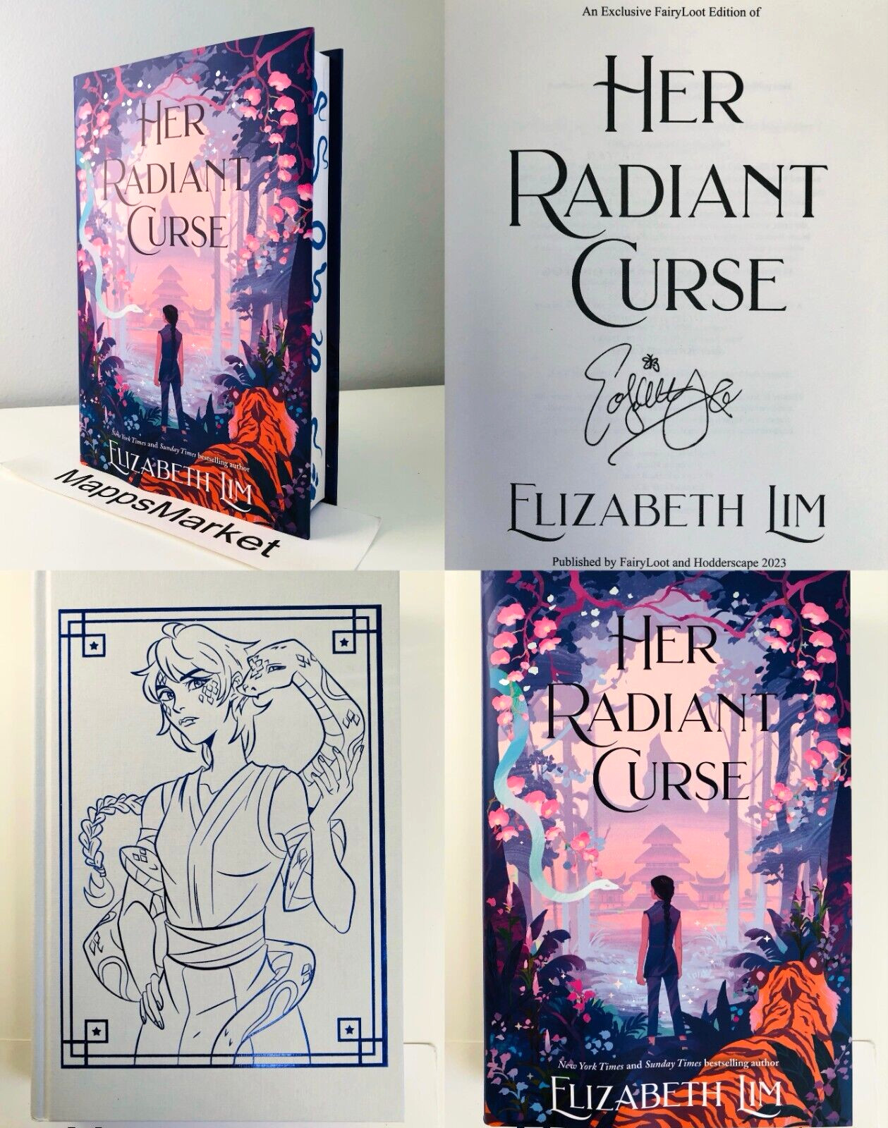SIGNED Her Radiant Curse by Elizabeth Lim FAIRYLOOT EXCLUSIVE Stenciled Edge NEW