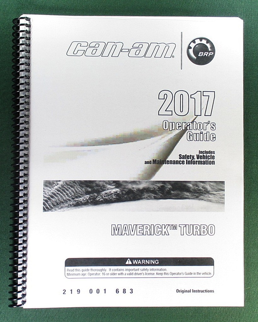 2017 Can-Am Maverick 1000R Turbo Owner’s Manual: 147 Pages & Protective Covers!