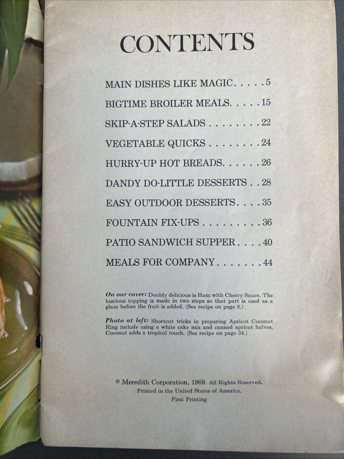 Shortcut Cooking – 1969 cookbook by Meredith Corp – First Printing