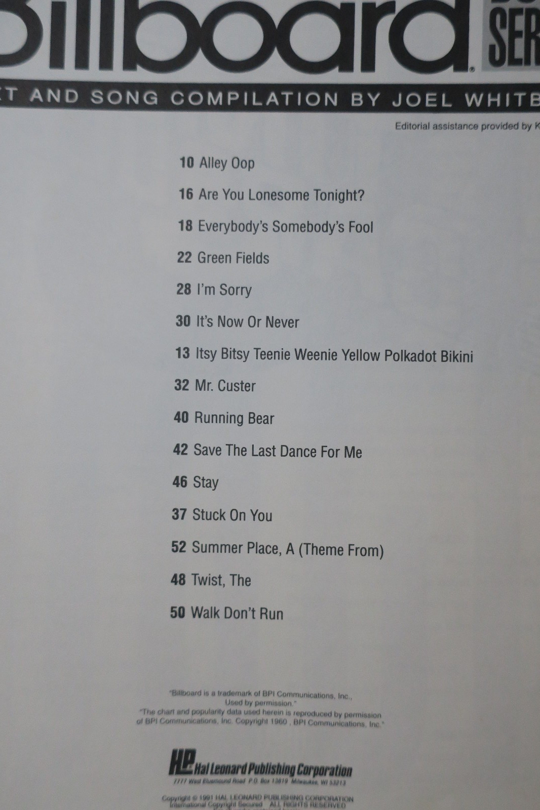 Ekm #261 – Billboard Songbook Series – Best Of 1960-1964 (Billboard Songbook…