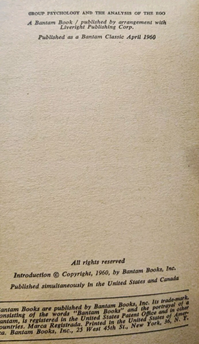 Sigmund Freud Psychoanalysis Vintage Paperback Lot 1953 ’60 Group Psychology Ego