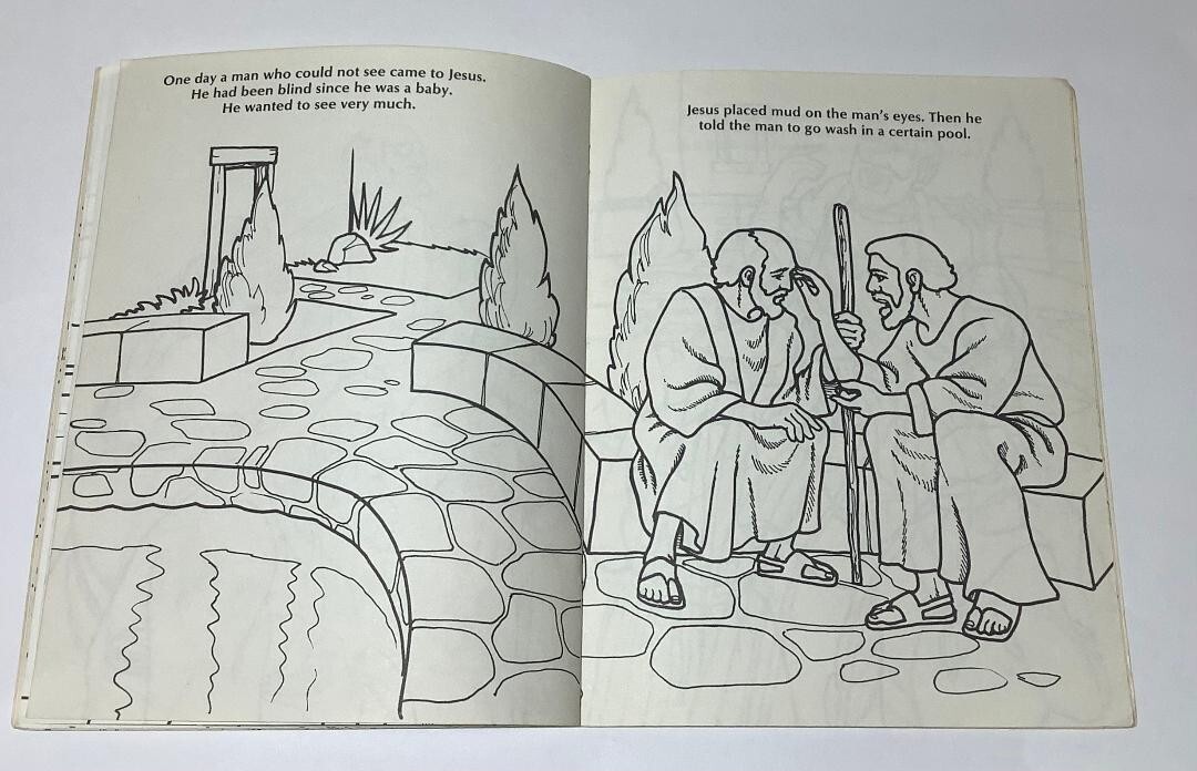 Vintage Life of Jesus Bible Story Coloring Book Warner Press 1988