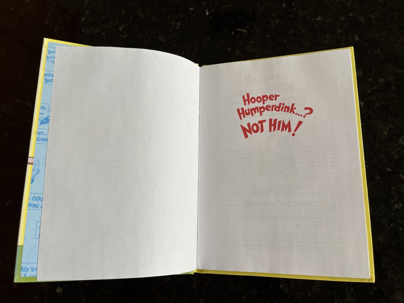 Hooper Humperdink not him! Dr. Seuss beginner Hardcover book 6.75″X9.25″