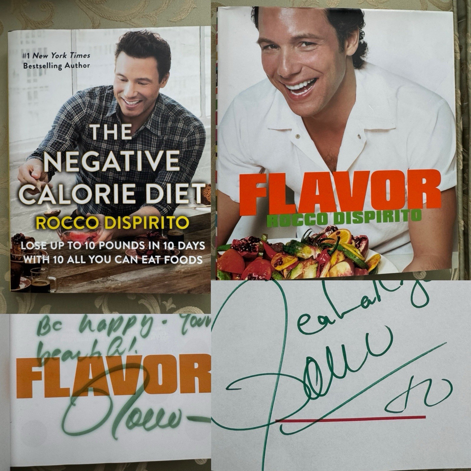 2 Rocco DiSpirito Cookbook SIGNED Flavor Negative Calorie Diet