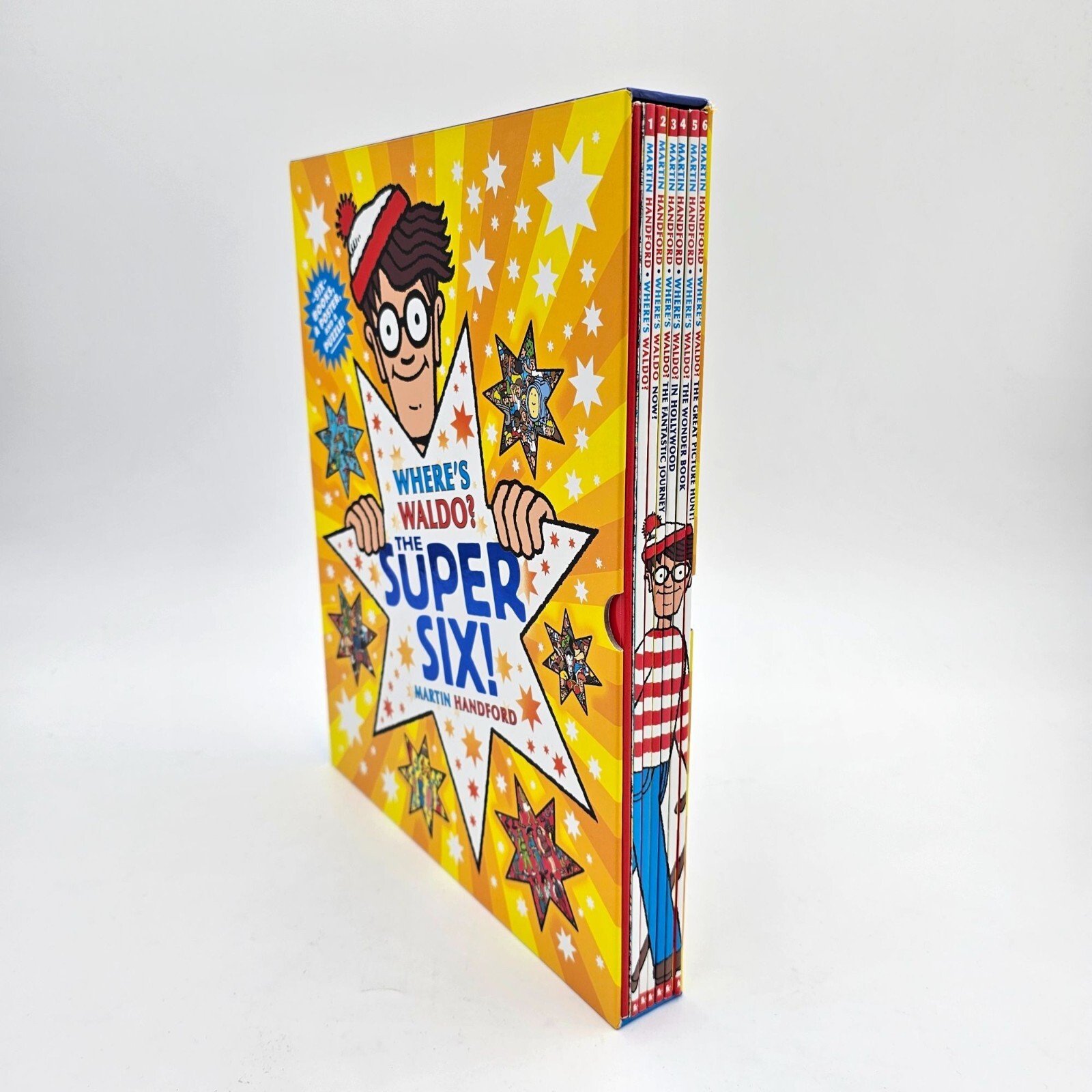 Wheres Waldo? The Super Six! Boxed Set Of 6 Books Poster & 80-Piece Puzzle – LN