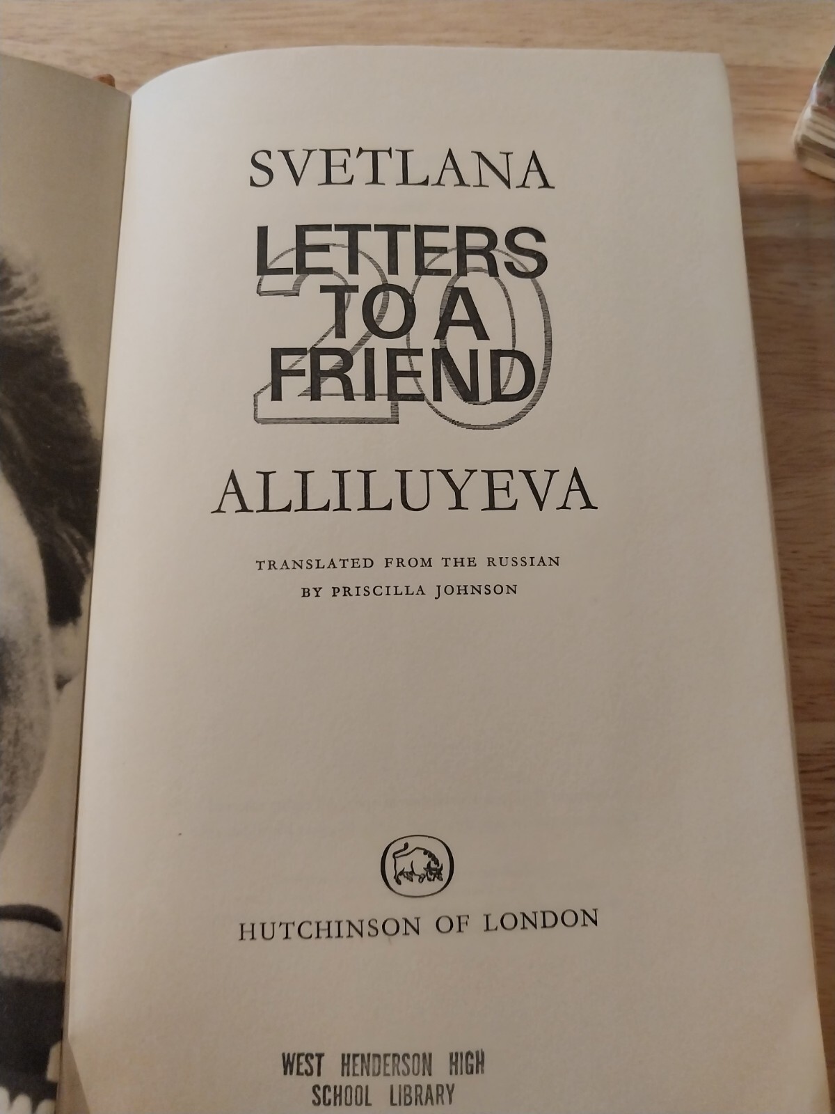 Twenty Letters to a Friend by Svetlana Alliluyeva (1967, Hardcover)