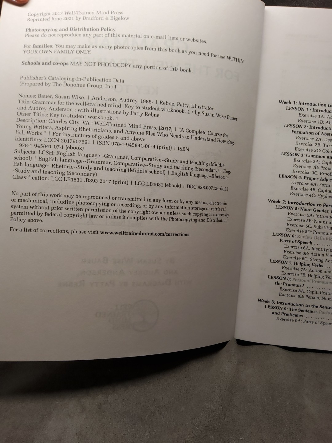 Grammar for the Well-Trained Mind: Key to Student Workbook 1 : A Complete Course