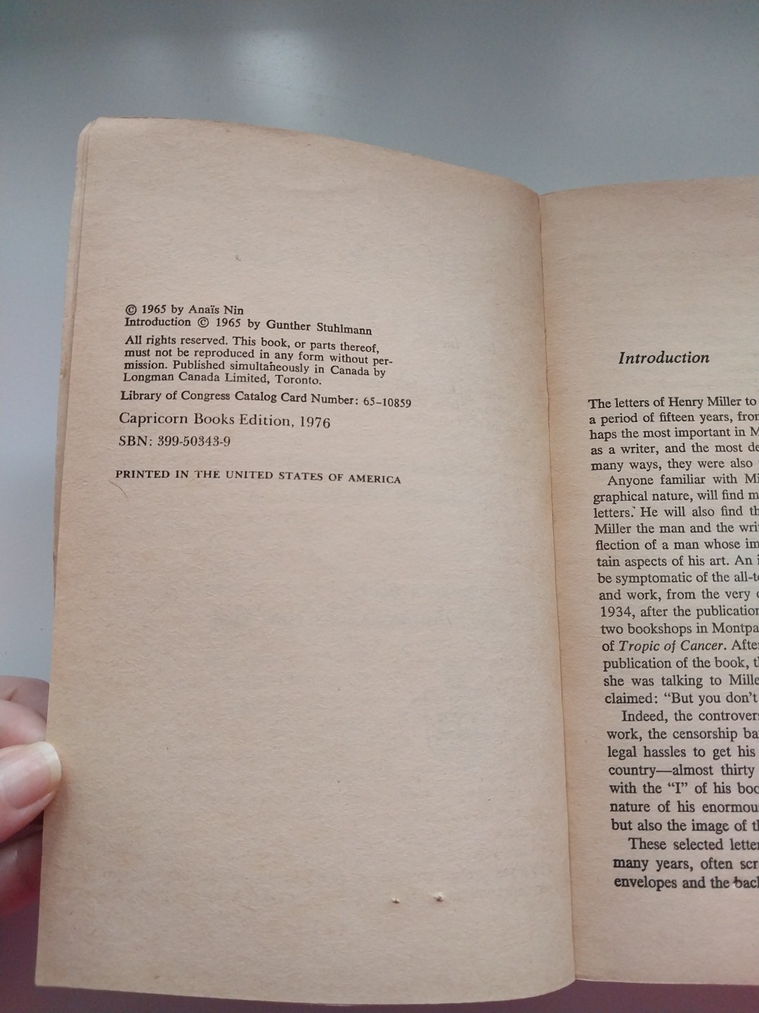 Letters to Anais Nin (Tesoro Books), Miller, H.