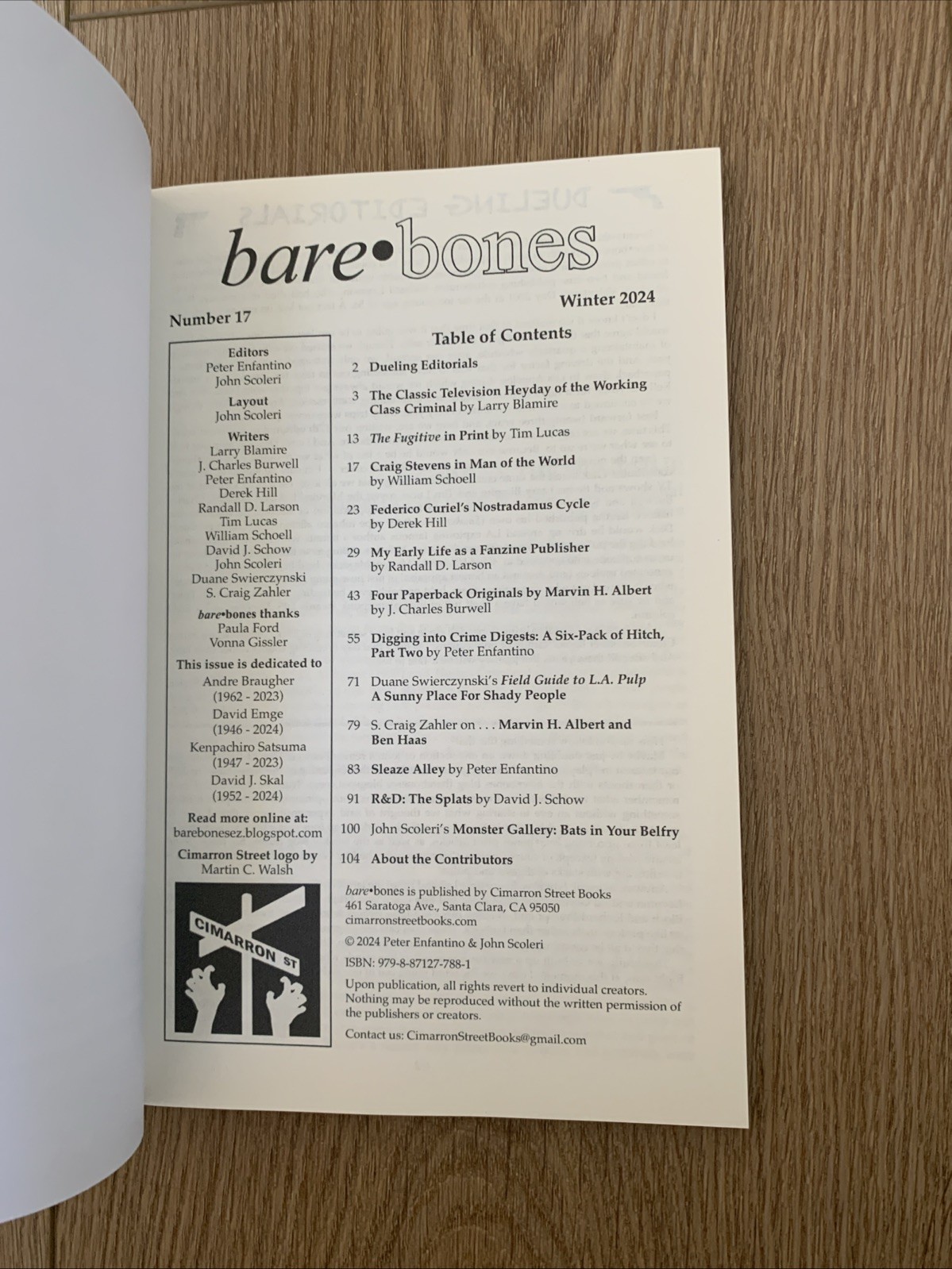Bare Bones 17 Robles’ Nostradamus! Fanzine History! Schow Splatterpunk Awards!
