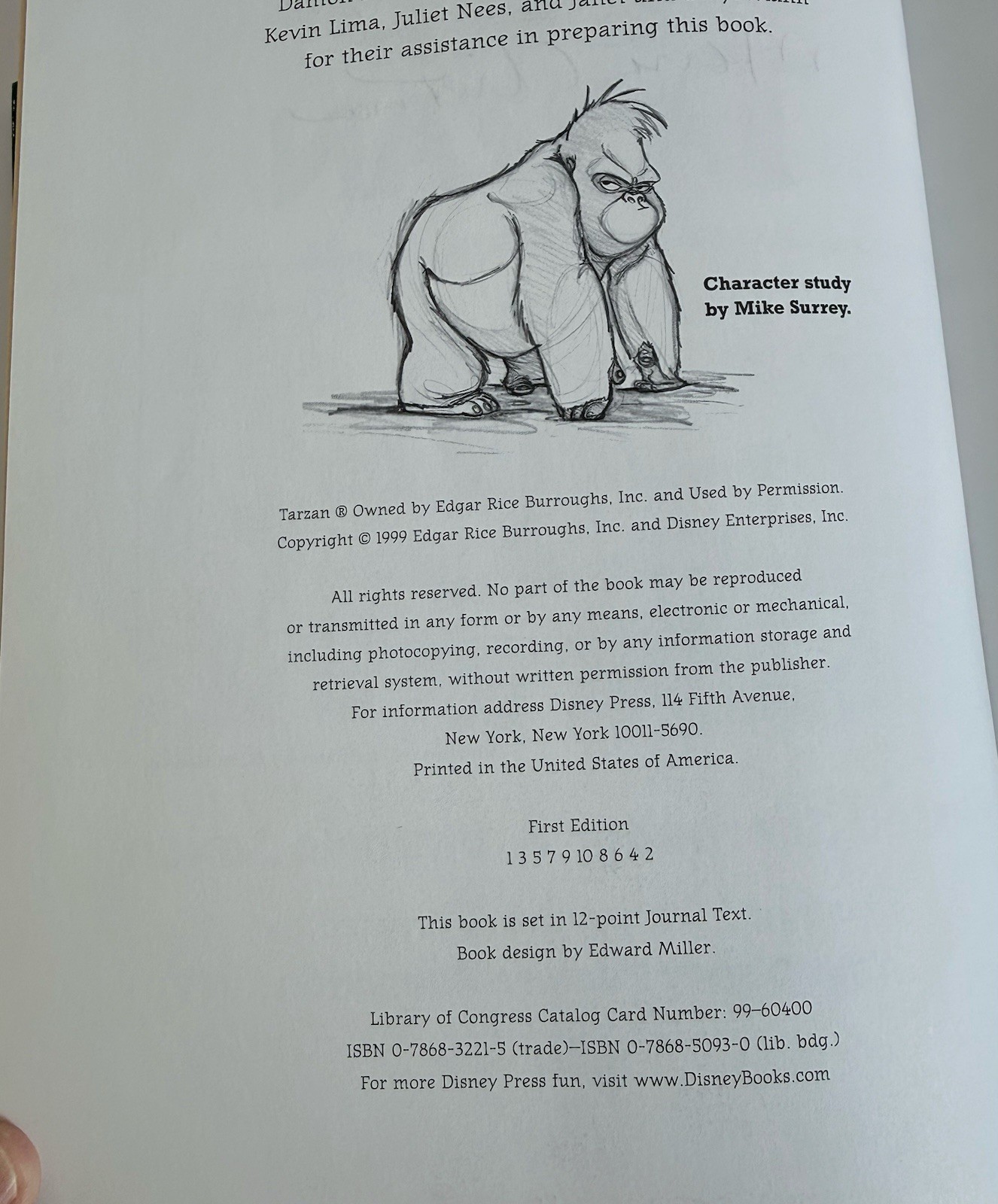 DISNEY’S TARZAN (special Collector’s Edition) 1990 FIRST EDITION , FIRST PRINT