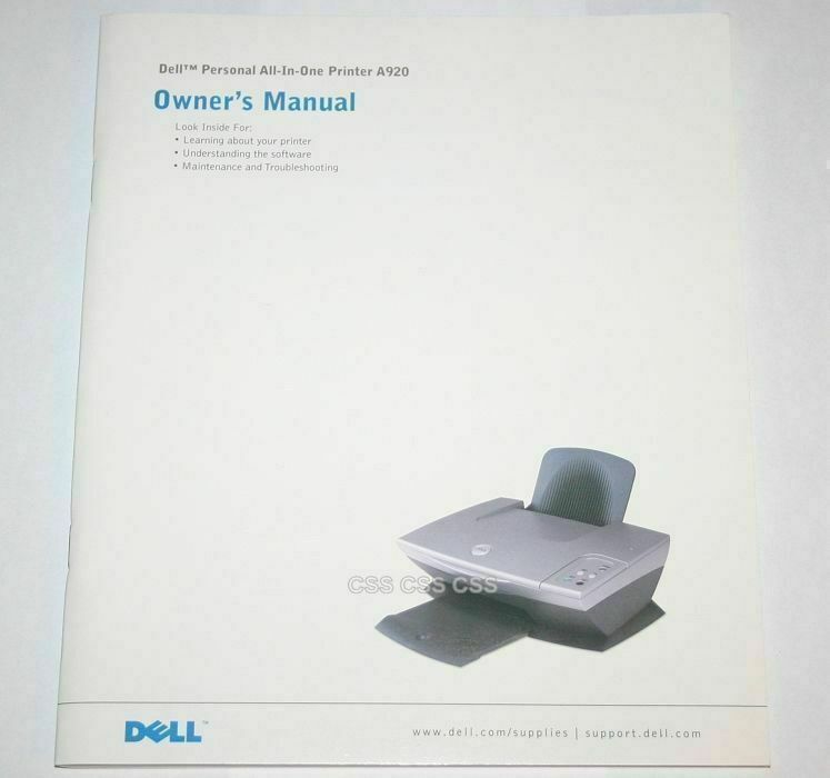 Dell Personal All in One Printer A920 Owners Manual User Guide Book Instructions
