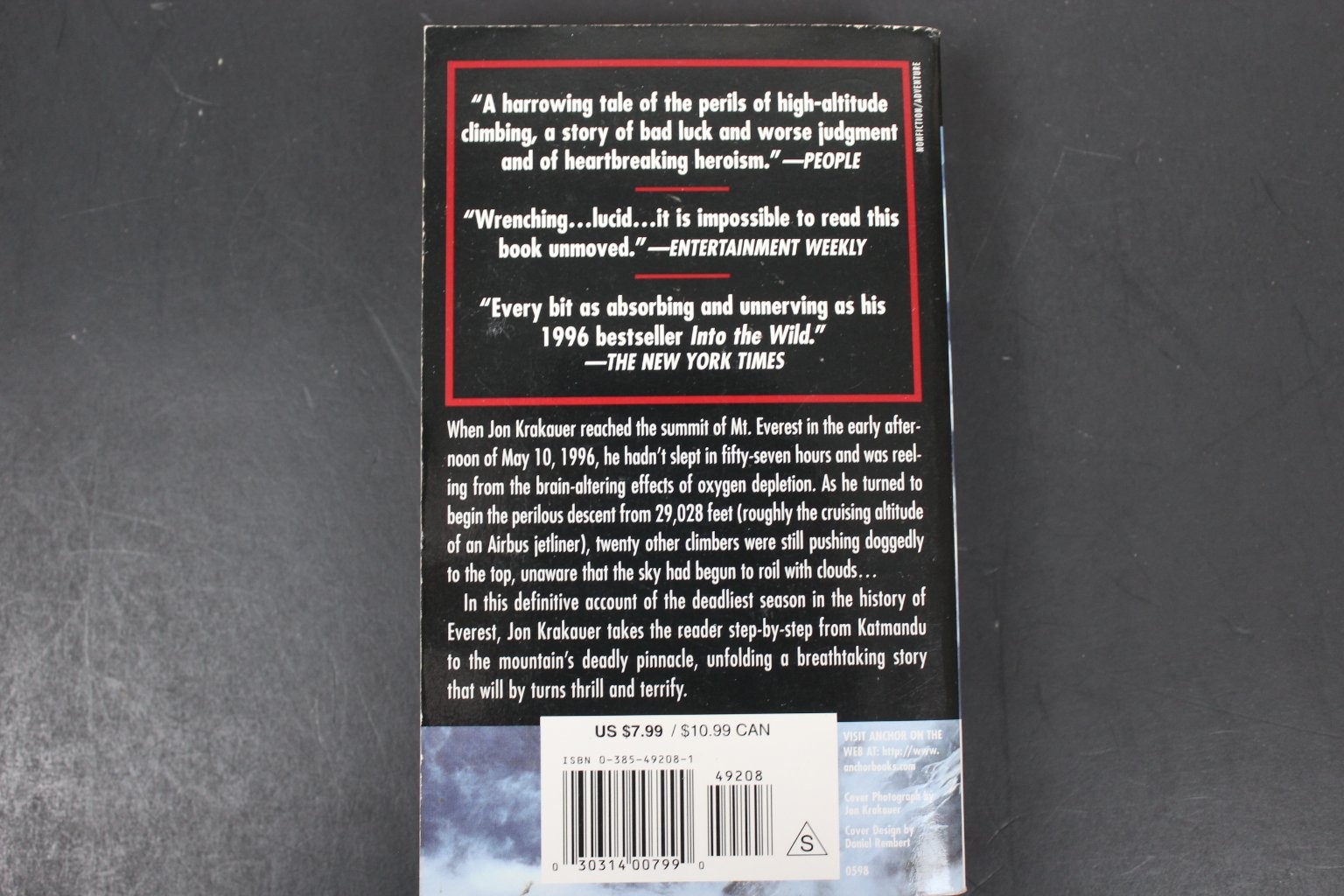 Into Thin Air Jon Krakauer 1998 First Anchor Edition Inscribed Everest Random