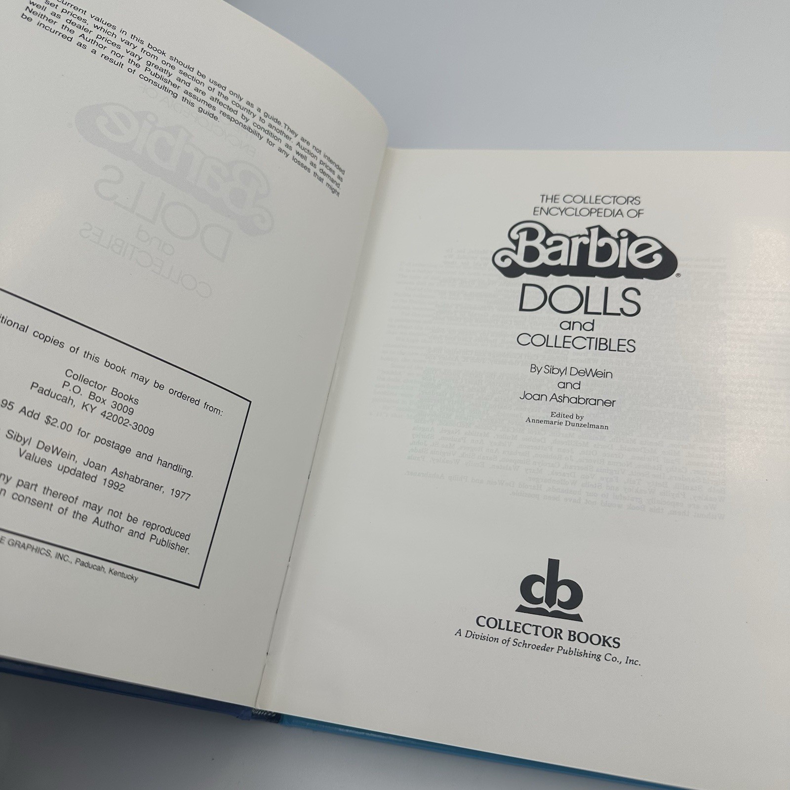 The Collectors Encyclopedia of Barbie Dolls and Collectibles Hardcover Book 1990