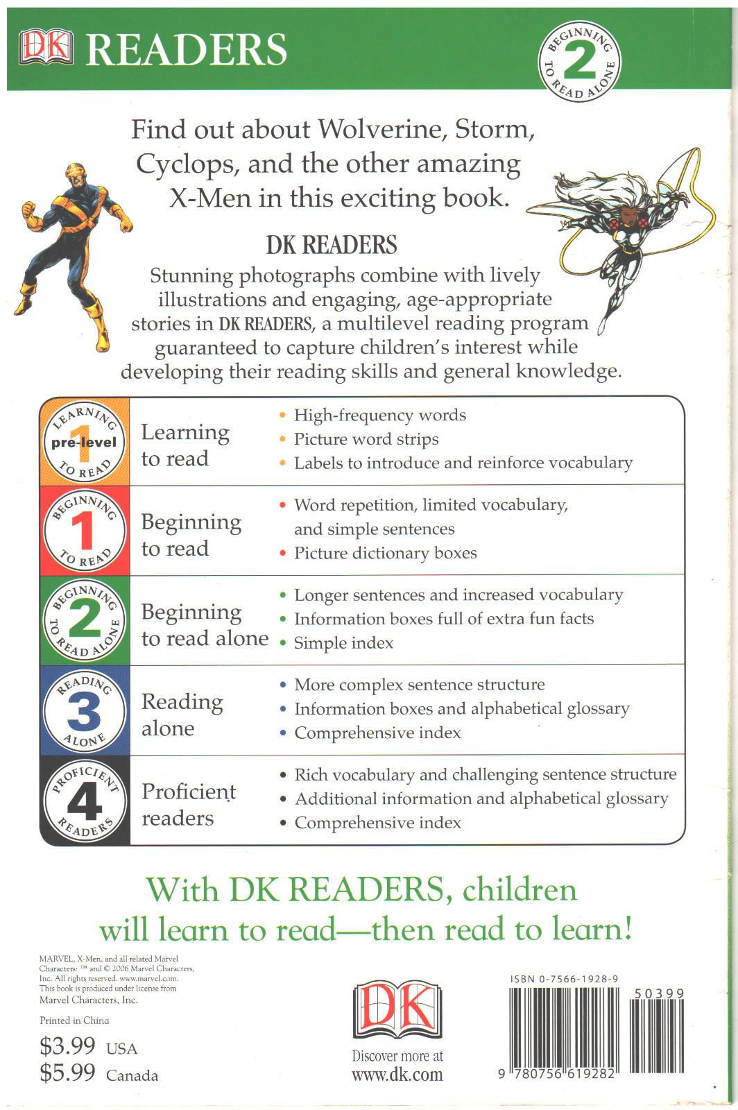 Marvel Meet The X-Men Clare Hibbert DK Readers Beginning To Read Alone Level 2