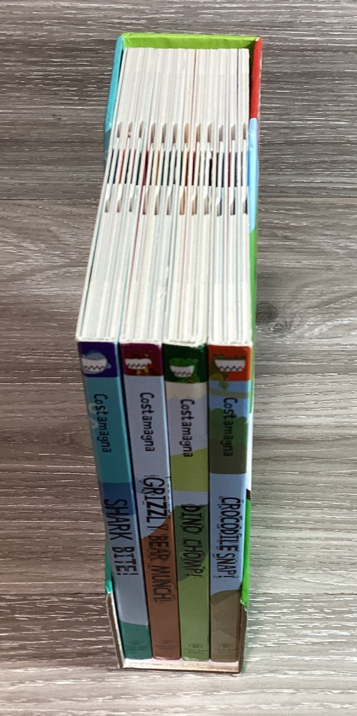 Little Bee Crunchy Books 4 Interactive Board Book Box Set Shark Bite Dino Chomp