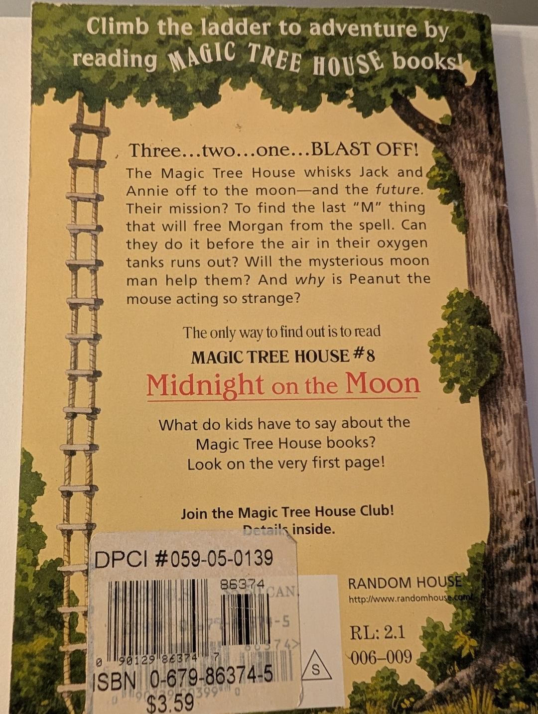 Childrens Book – Midnight on the Moon By Mary Pope Osborne Gently Used