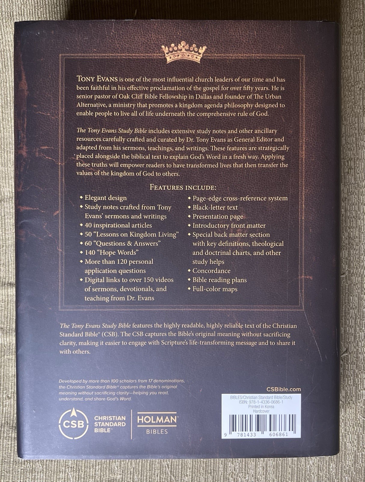 CSB Tony Evans Study Bible, Hardcover : Advancing God’s Kingdom Agenda by…