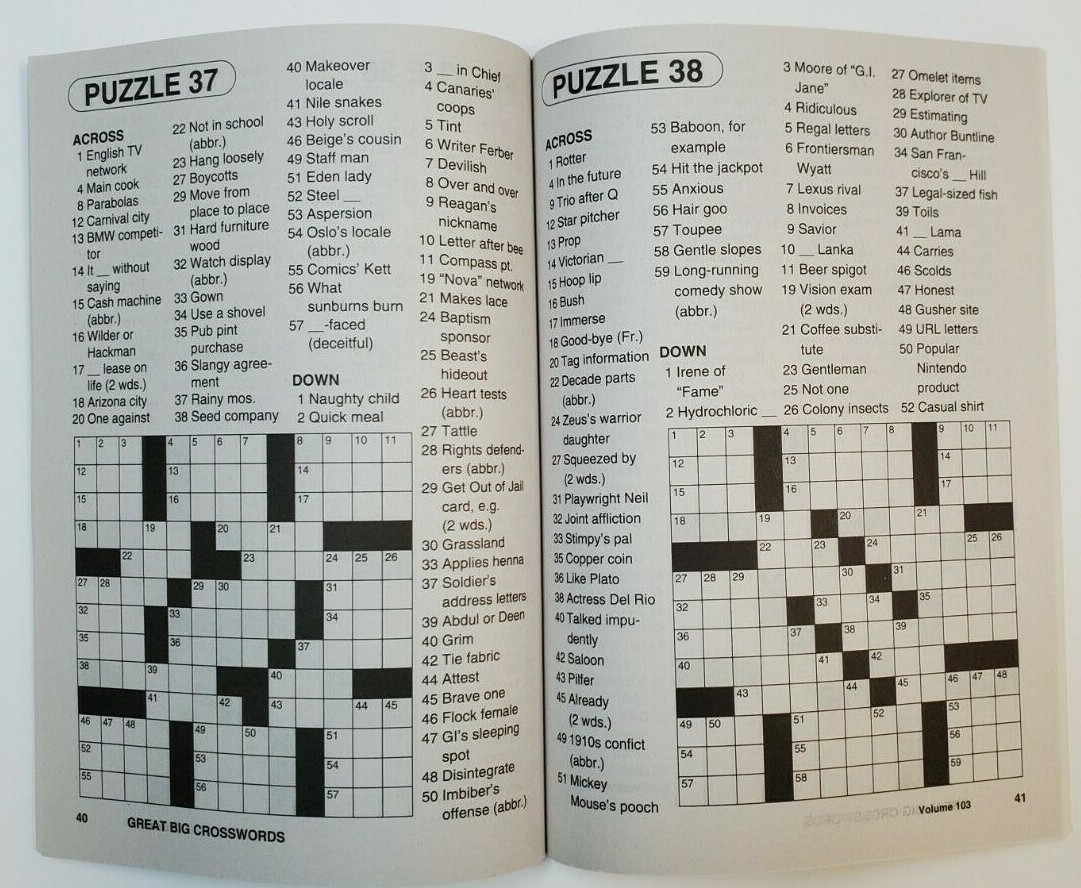 3 Large Print Great Big Crosswords Puzzle Books Vol# 154, 155, 156 Hobby Games