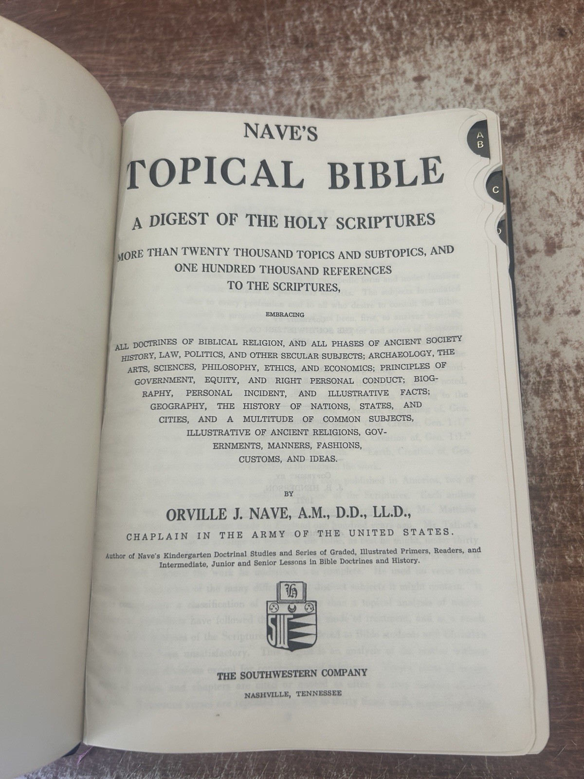 Nave’s Topical Bible KJV Black Leather Bound Gold Embossed Thumb Index 1962