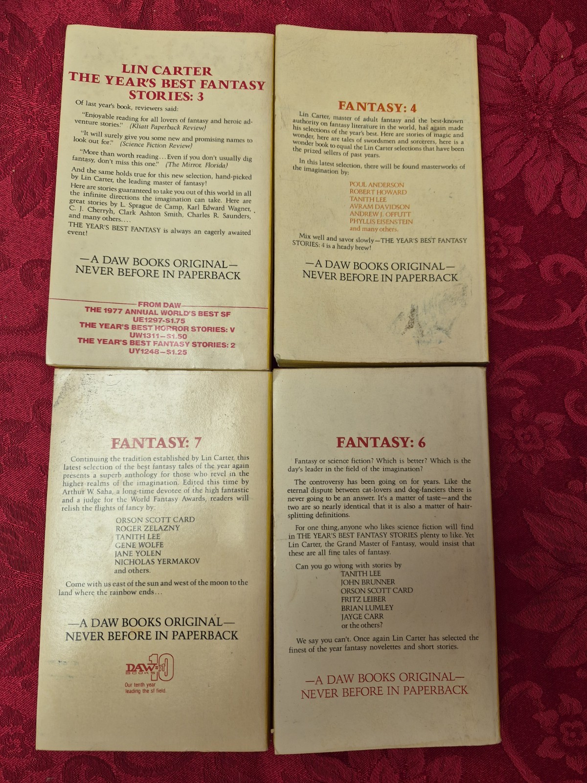 Lot The Year’s Best Fantasy Stories by Lin Carter #3 #4 #6 #7 DAW First Editions
