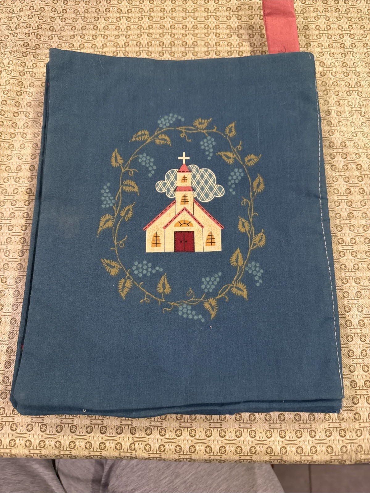 Vintage Cloth -Quilted 10 Commandments Book with Bookmark! 10 1/2 Inches Long