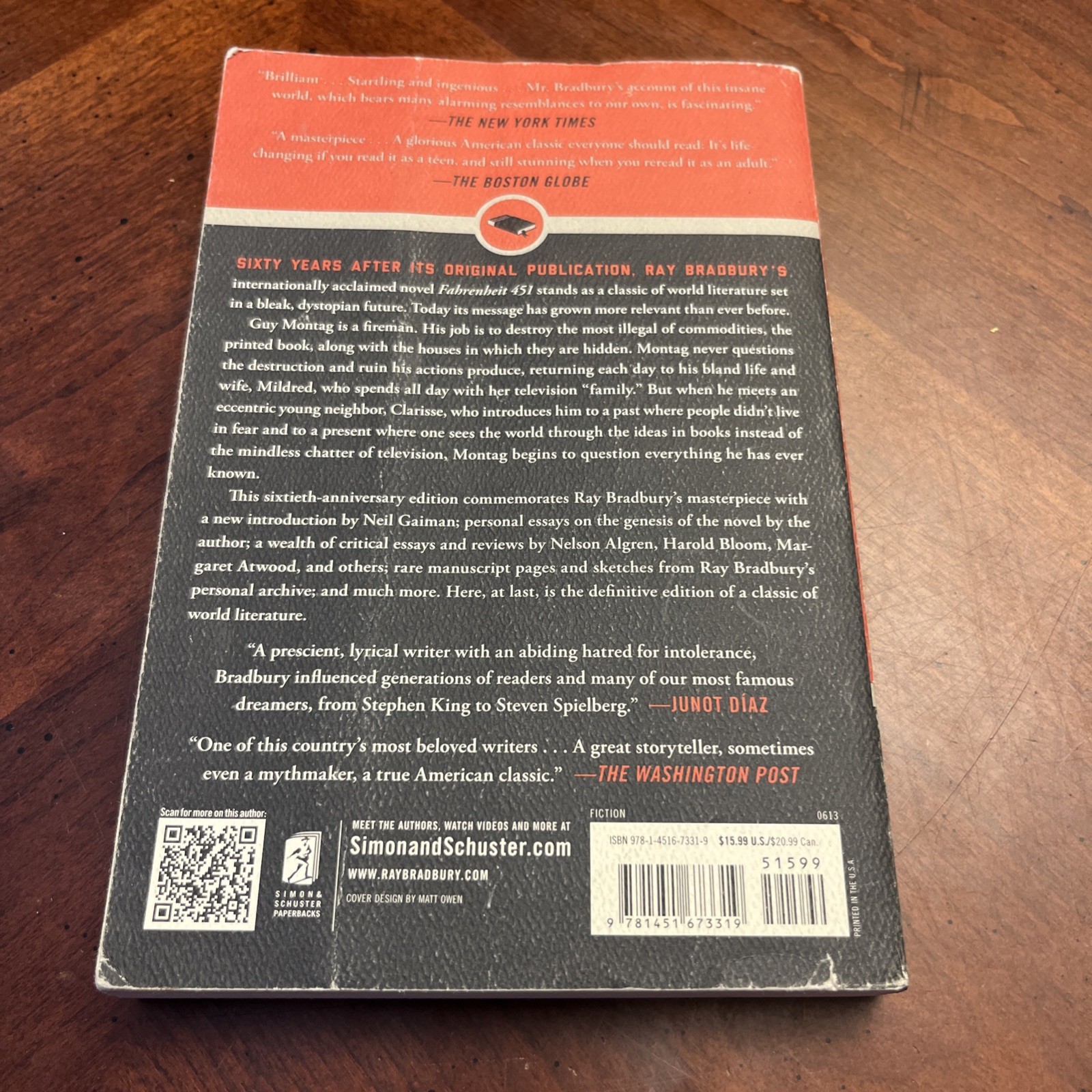 Fahrenheit 451 (60th Anniversary Edition) PAPERBACK 250 Pages G A9