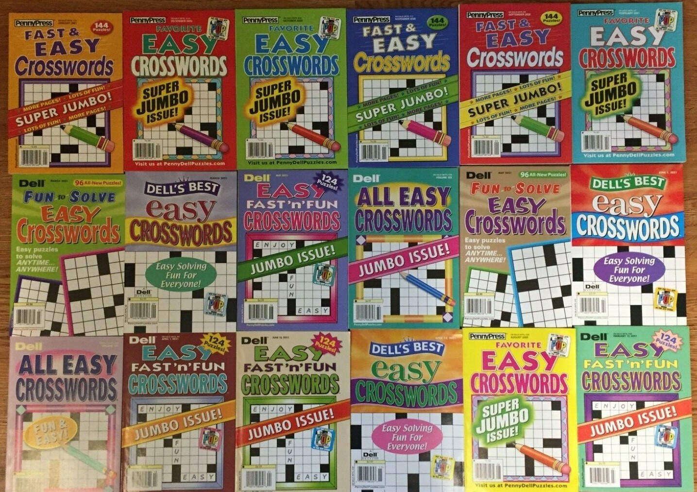 Lot of 5 Dell Penny Press Crossword Puzzle Books ALL EASY Super Jumbo Unsorted