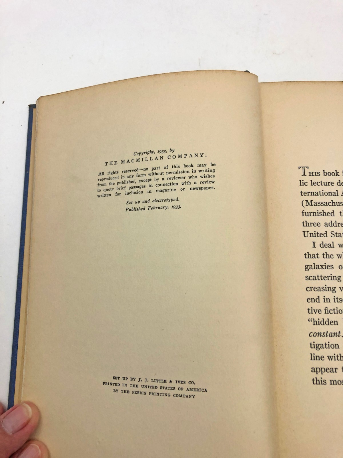 The Expanding Universe Sir Arthur Eddington February 1933 1st Edition HB