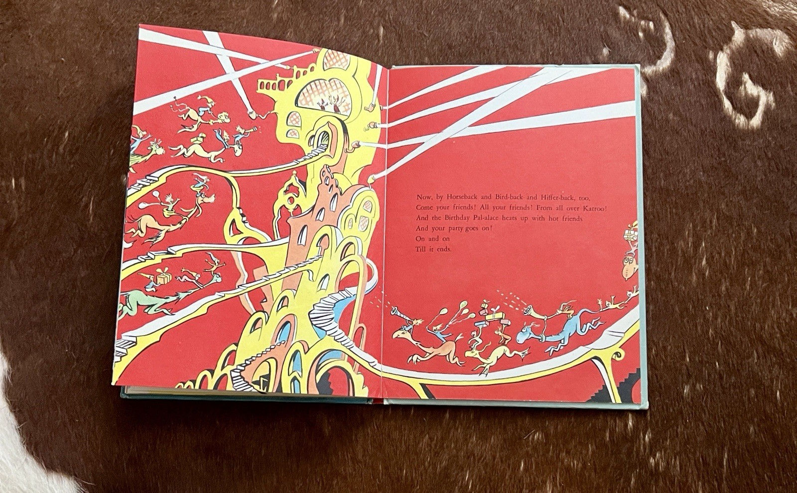 Dr. Seuss Happy Birthday To You! Vintage Hardcover Book 1959 Retro Illustration
