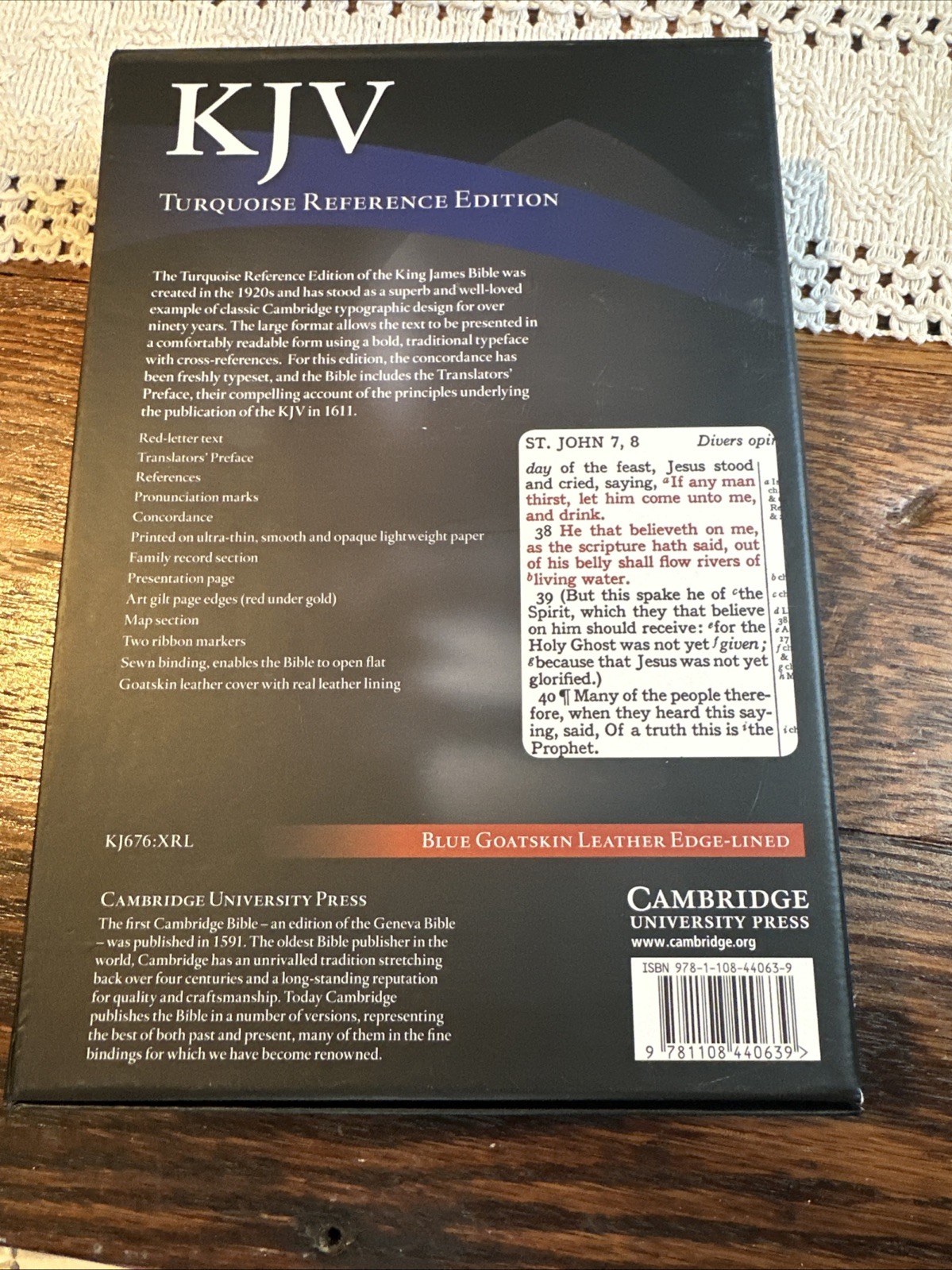 Cambridge Turquoise Ref KJV BIBLE Blue Goatskin Brand New!