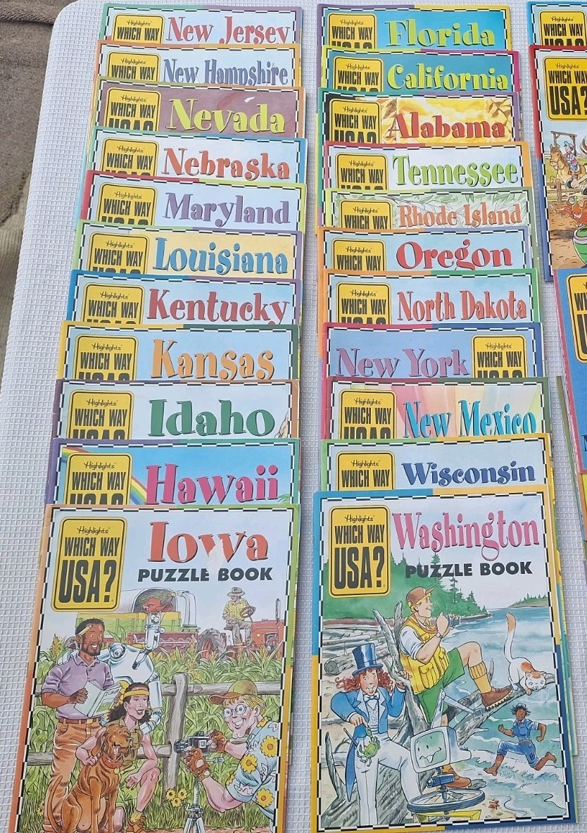 Lot of 24 Highlights Which Way USA Magazine State Activity Puzzle Book with Maps