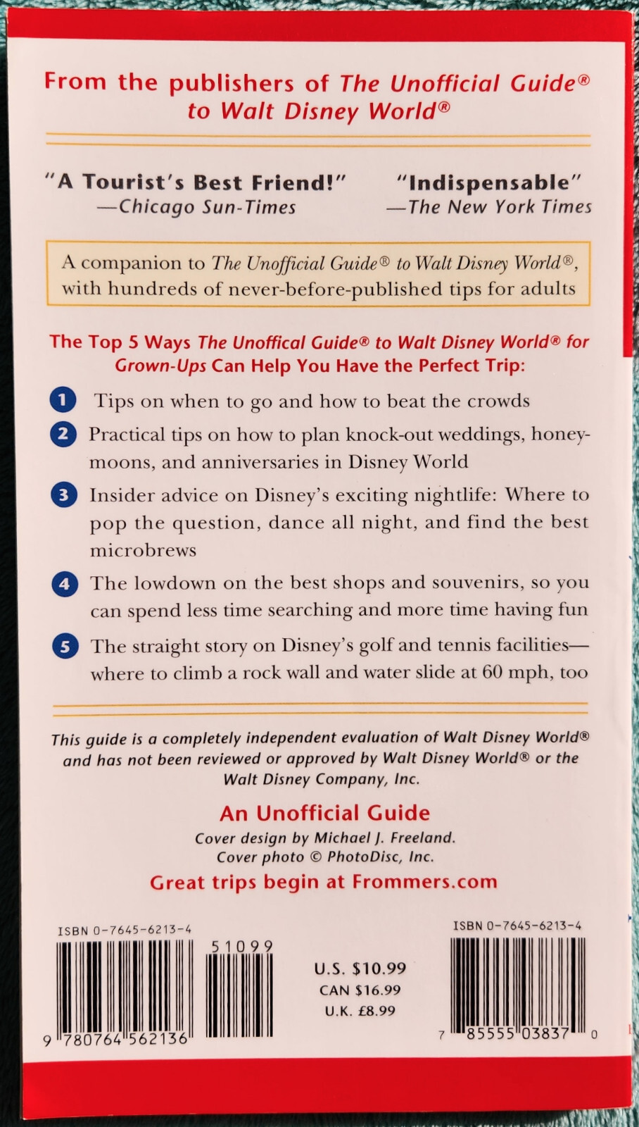 The Unofficial Guide To Disney World For Grown-Ups 2001 Paperback 178 Pages