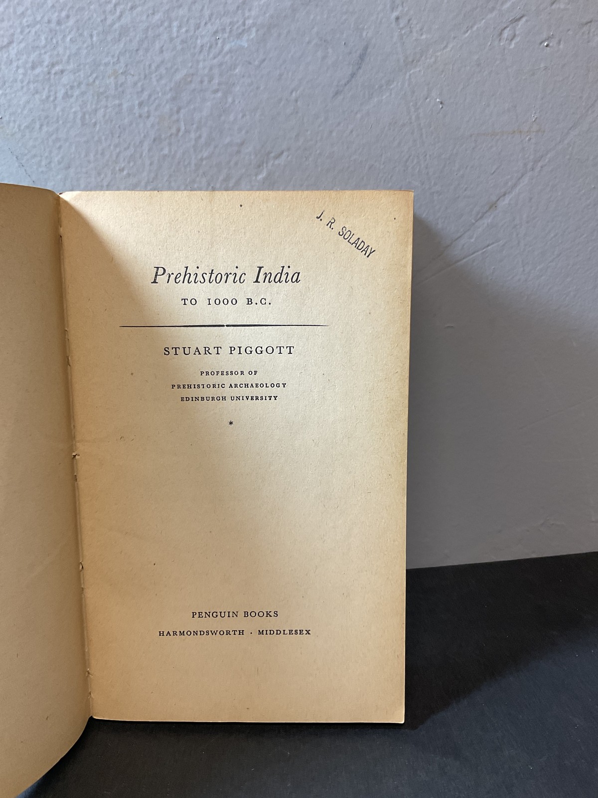 Prehistoric India Stuart Piggott 1950 Pelican Book Archaeology History Vintage
