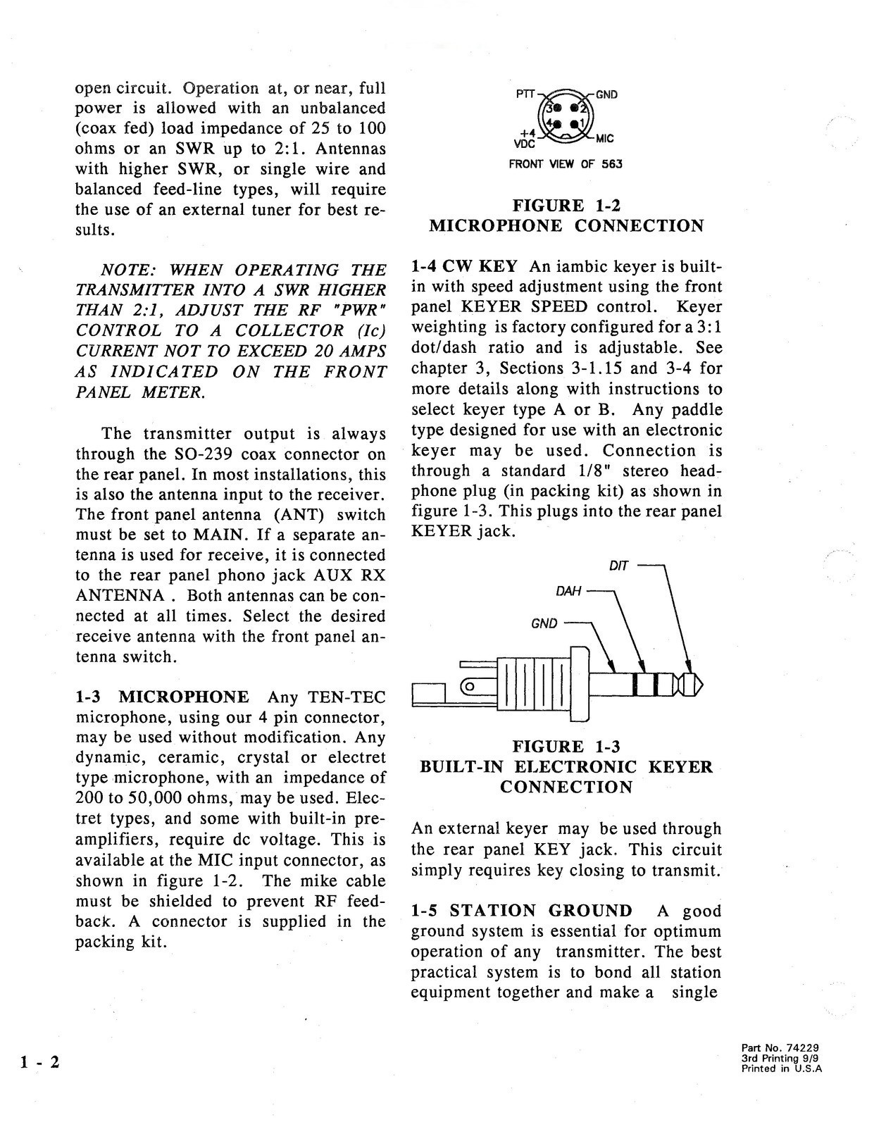 TEN TEC Omni 6 Model 563 HF Transceiver Operators Manual , FOLDOUTS