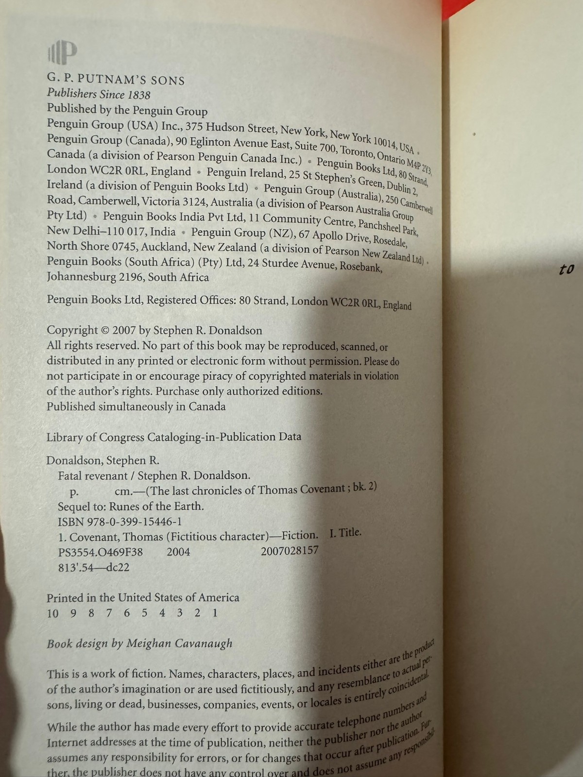 Fatal Revenant 1st Edition 1st Print Signed Stephen R. Donaldson
